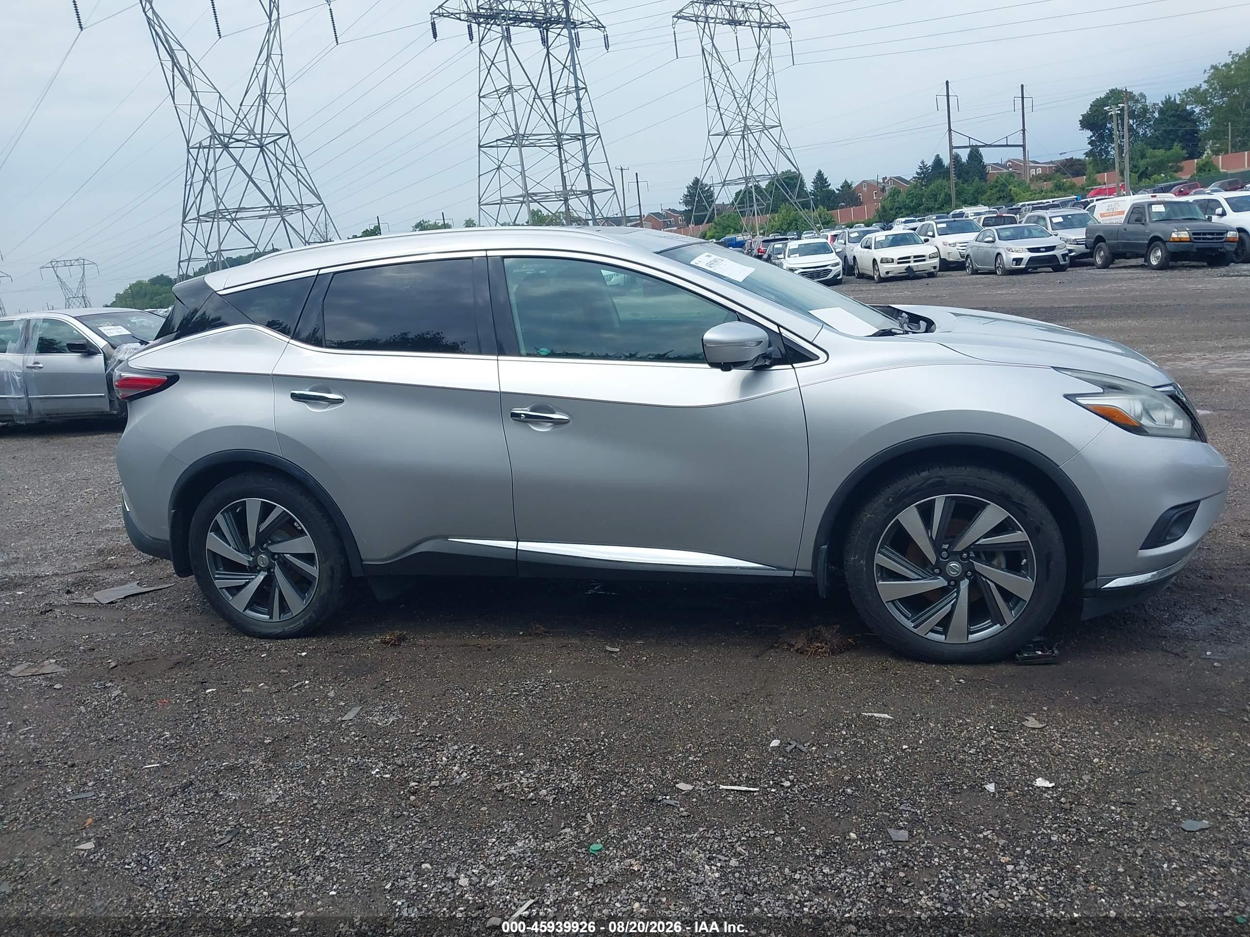 2015 Nissan Murano Platinum Silver vin: 5N1AZ2MH7FN233371