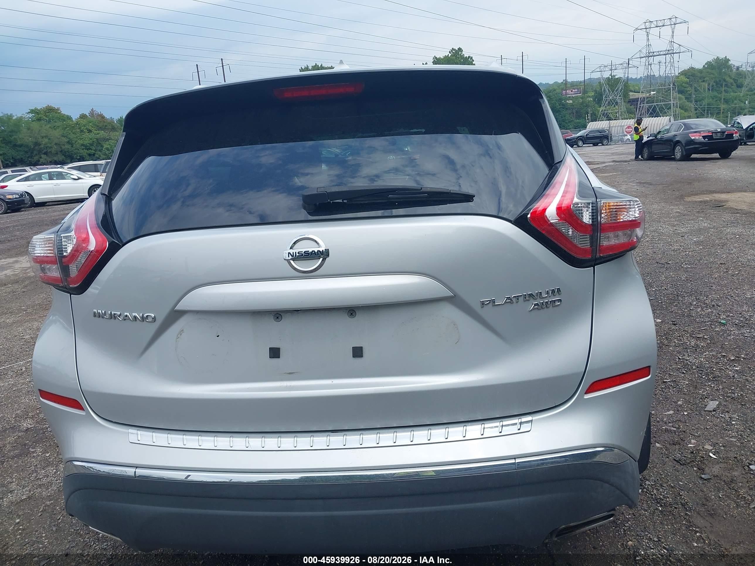 2015 Nissan Murano Platinum Silver vin: 5N1AZ2MH7FN233371