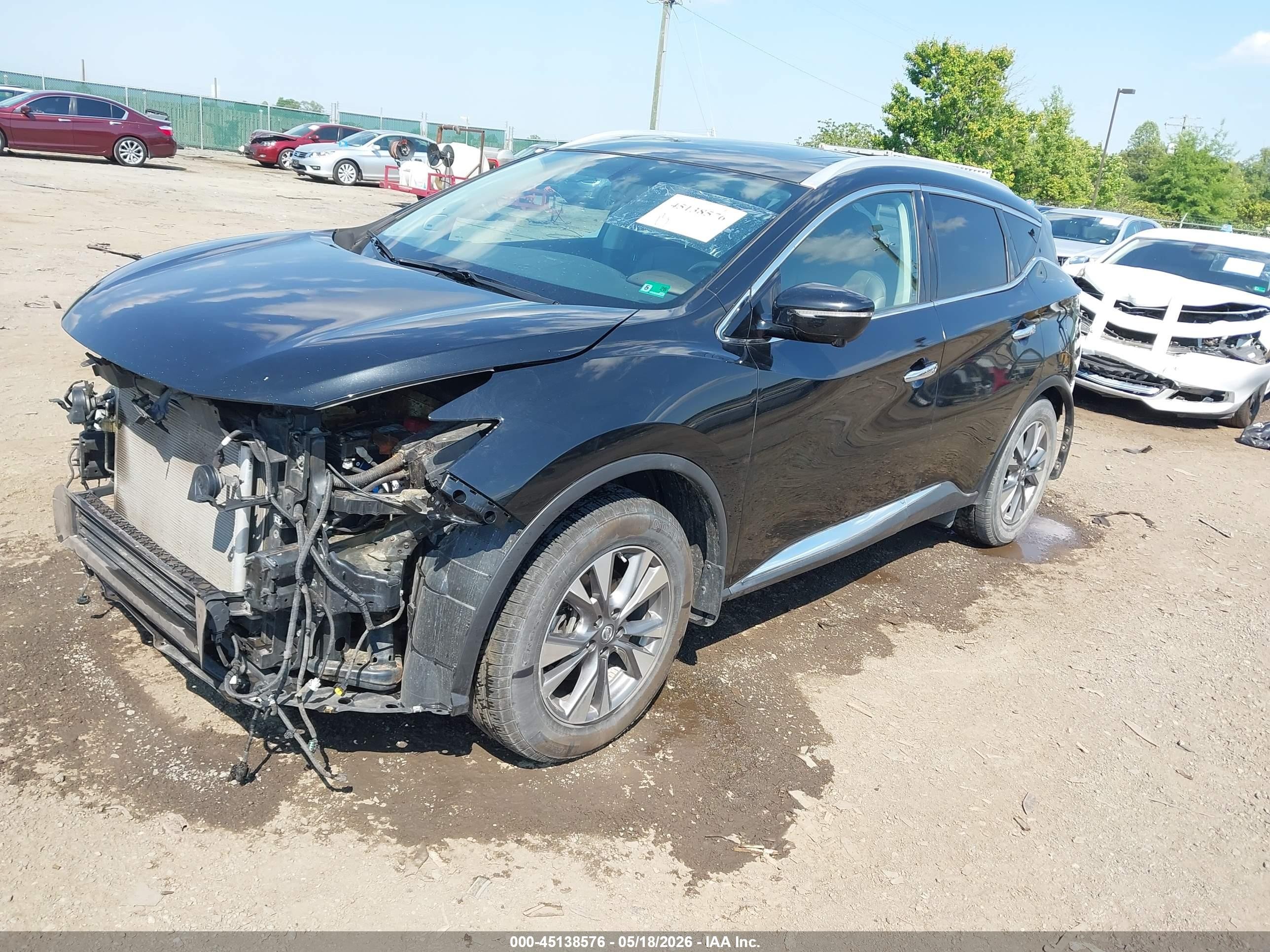 2015 Nissan Murano Sl Black vin: 5N1AZ2MH7FN234181