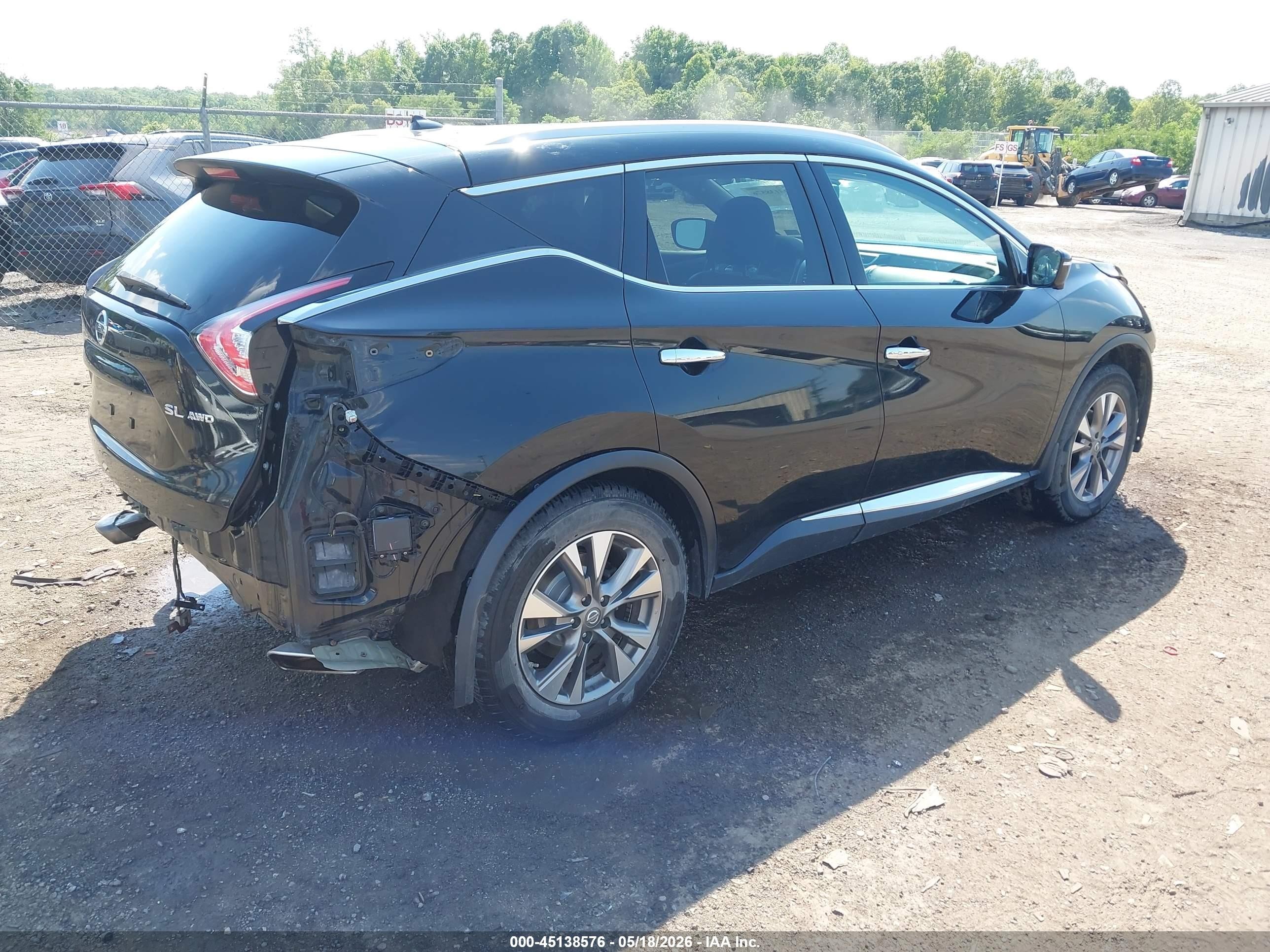 2015 Nissan Murano Sl Black vin: 5N1AZ2MH7FN234181