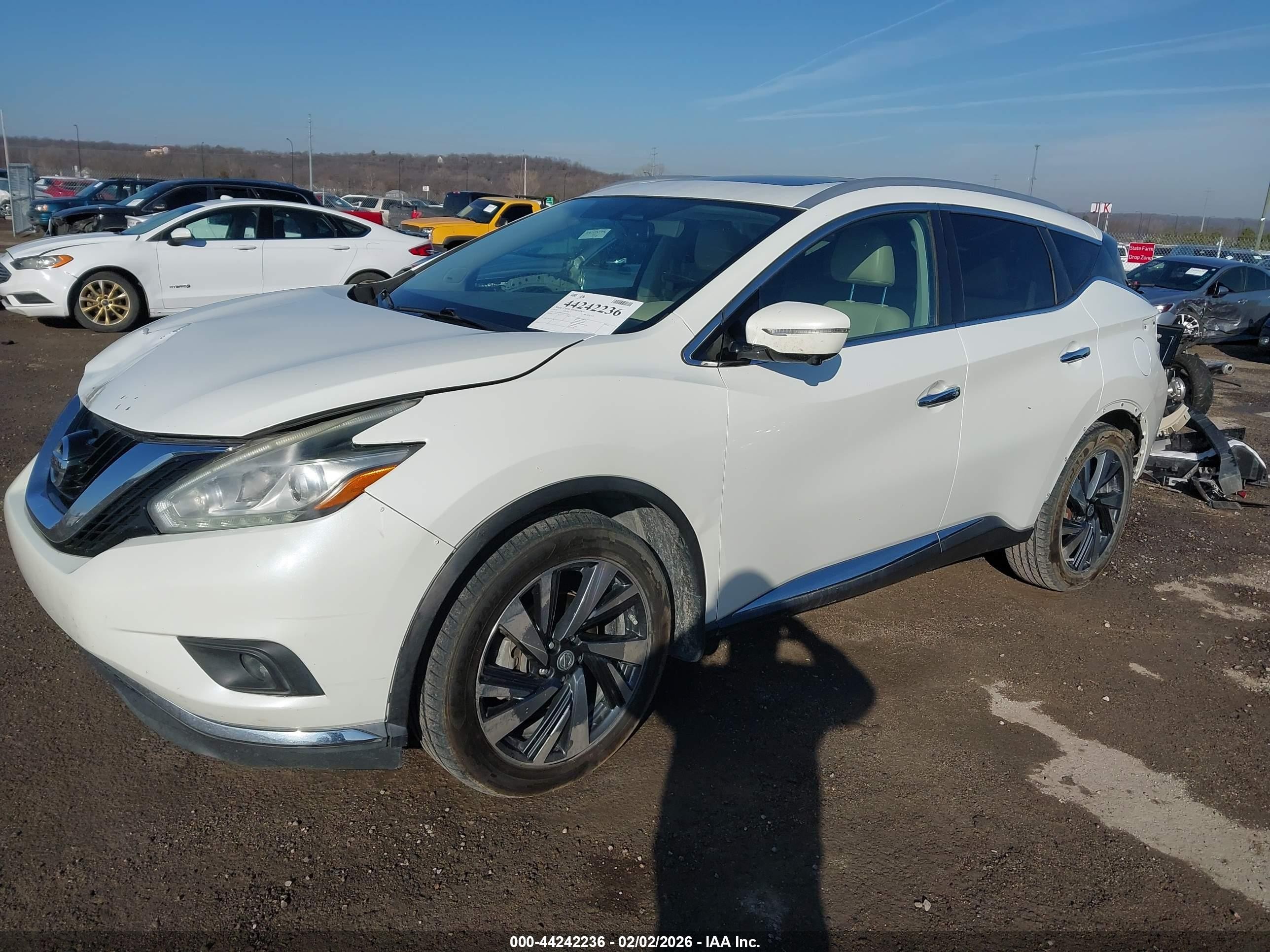 2015 Nissan Murano Platinum White vin: 5N1AZ2MH7FN235864