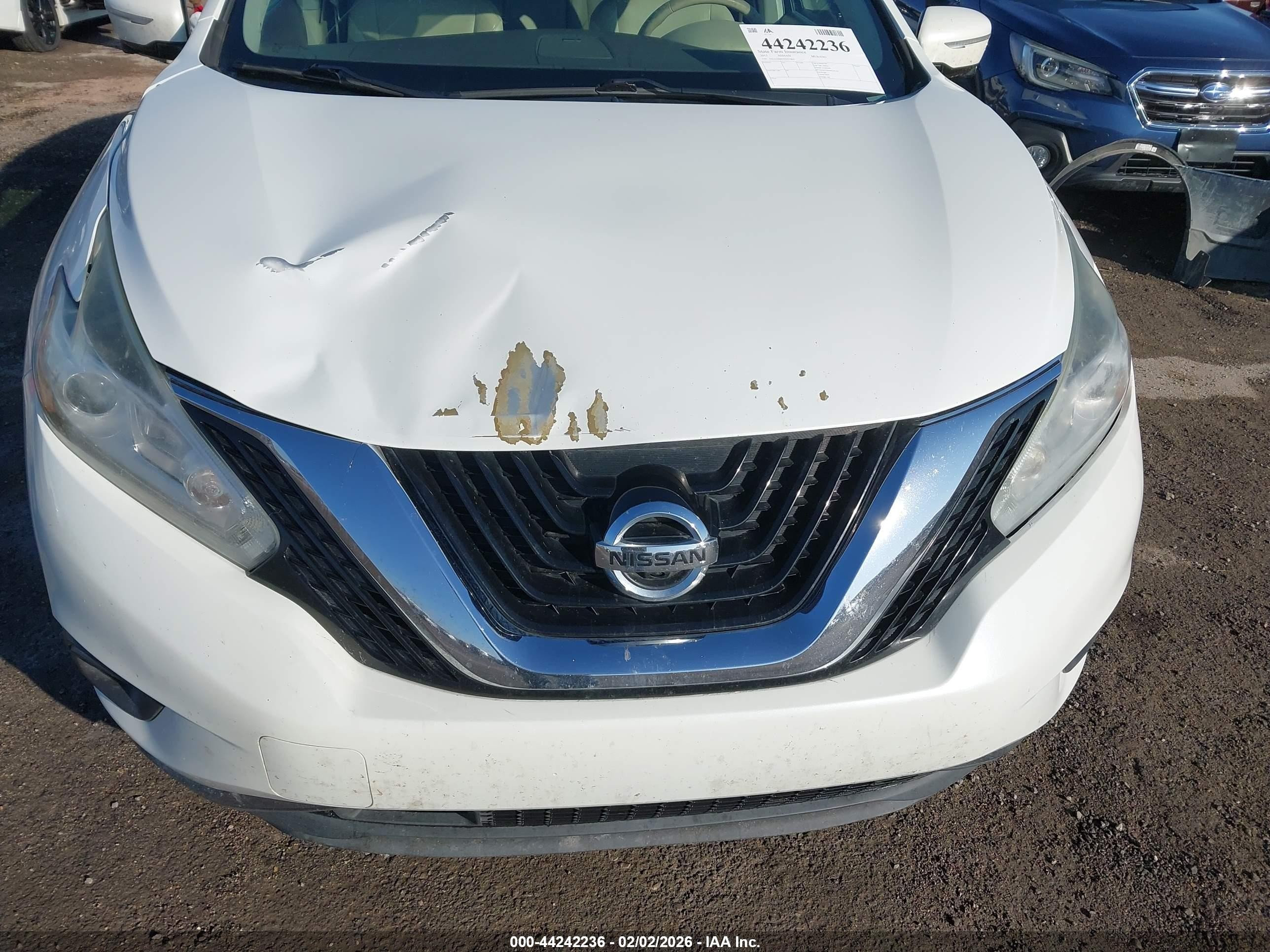 2015 Nissan Murano Platinum White vin: 5N1AZ2MH7FN235864