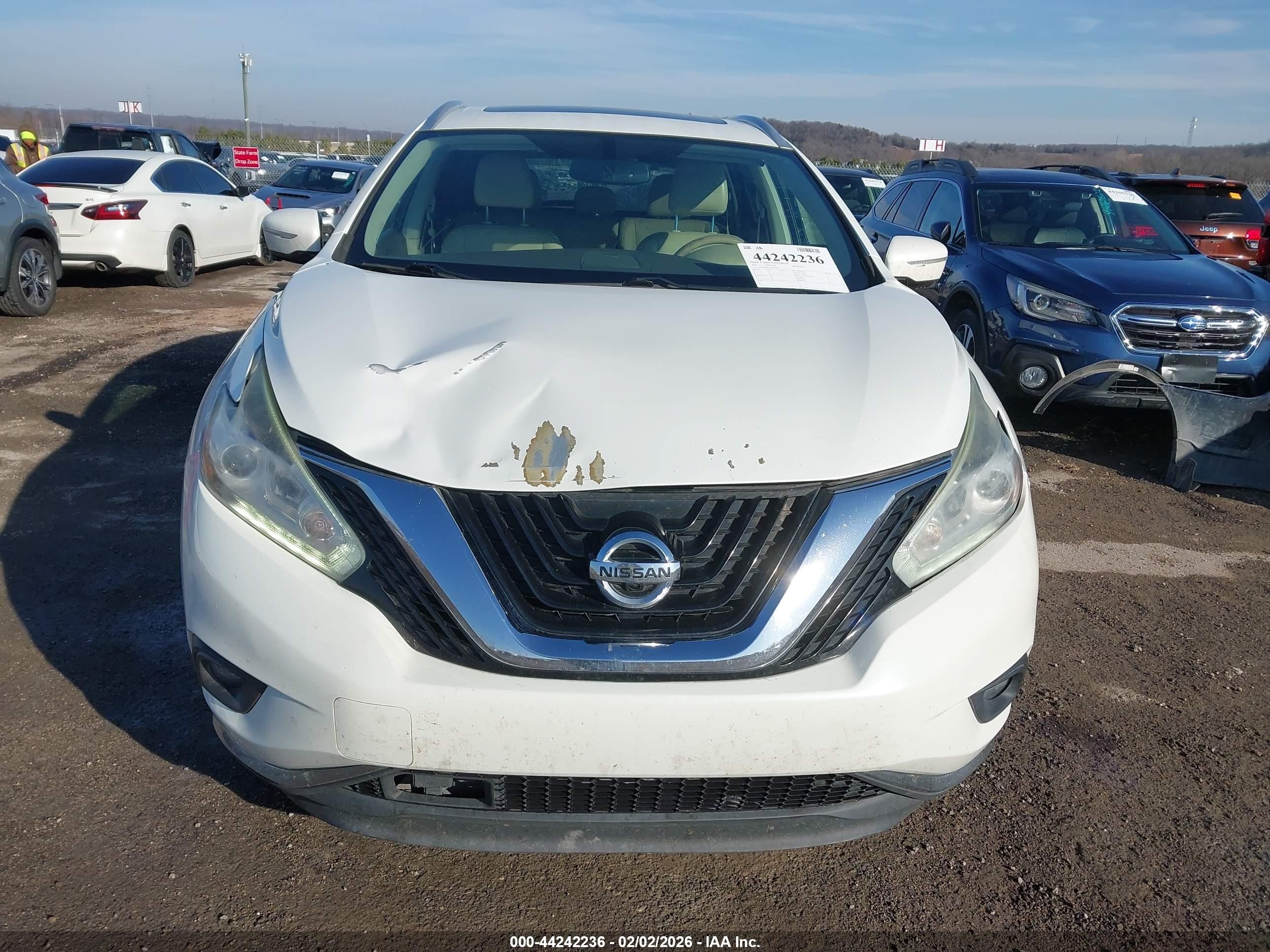 2015 Nissan Murano Platinum White vin: 5N1AZ2MH7FN235864
