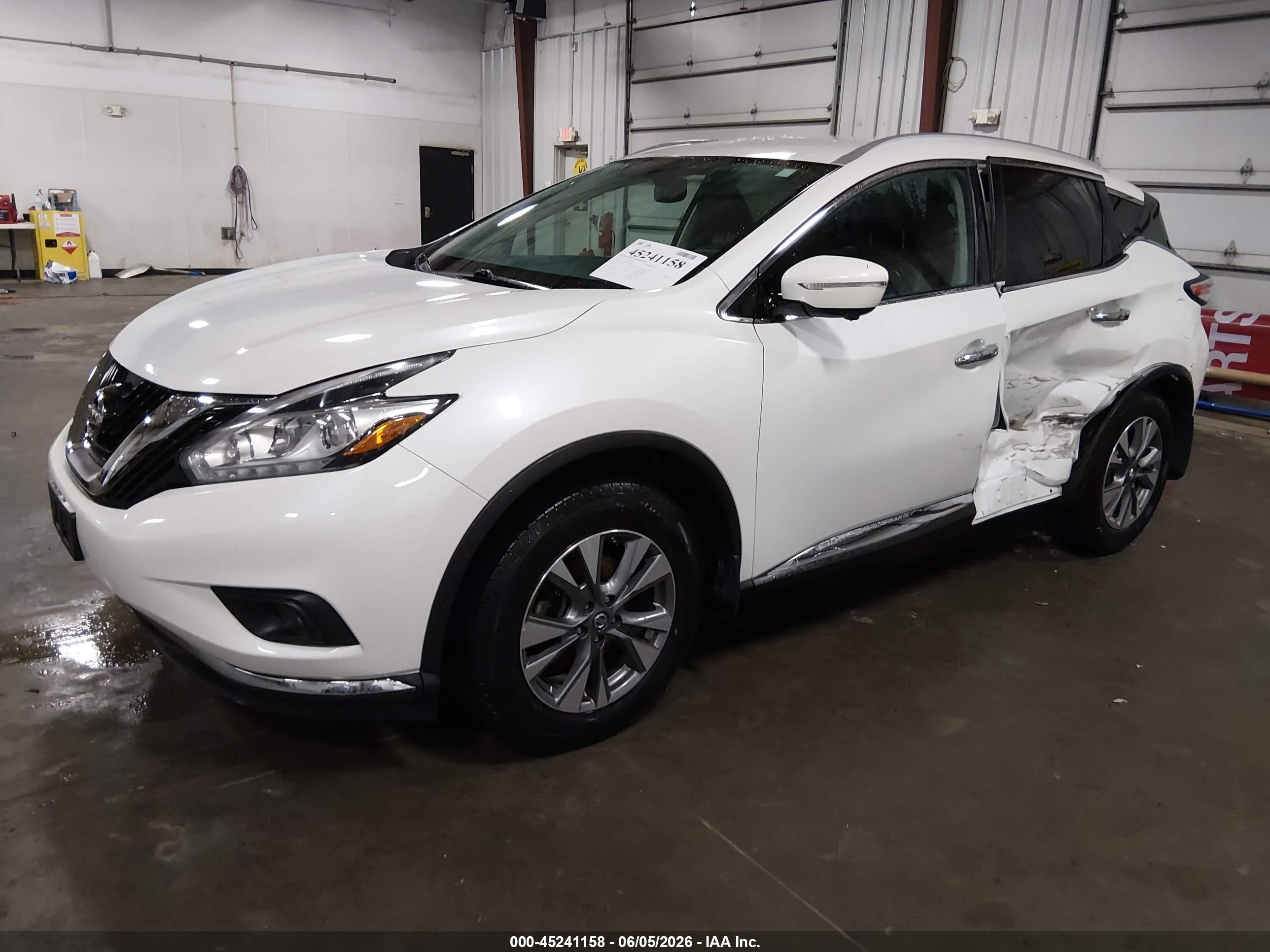 2015 Nissan Murano Sl Белый vin: 5N1AZ2MH7FN261736