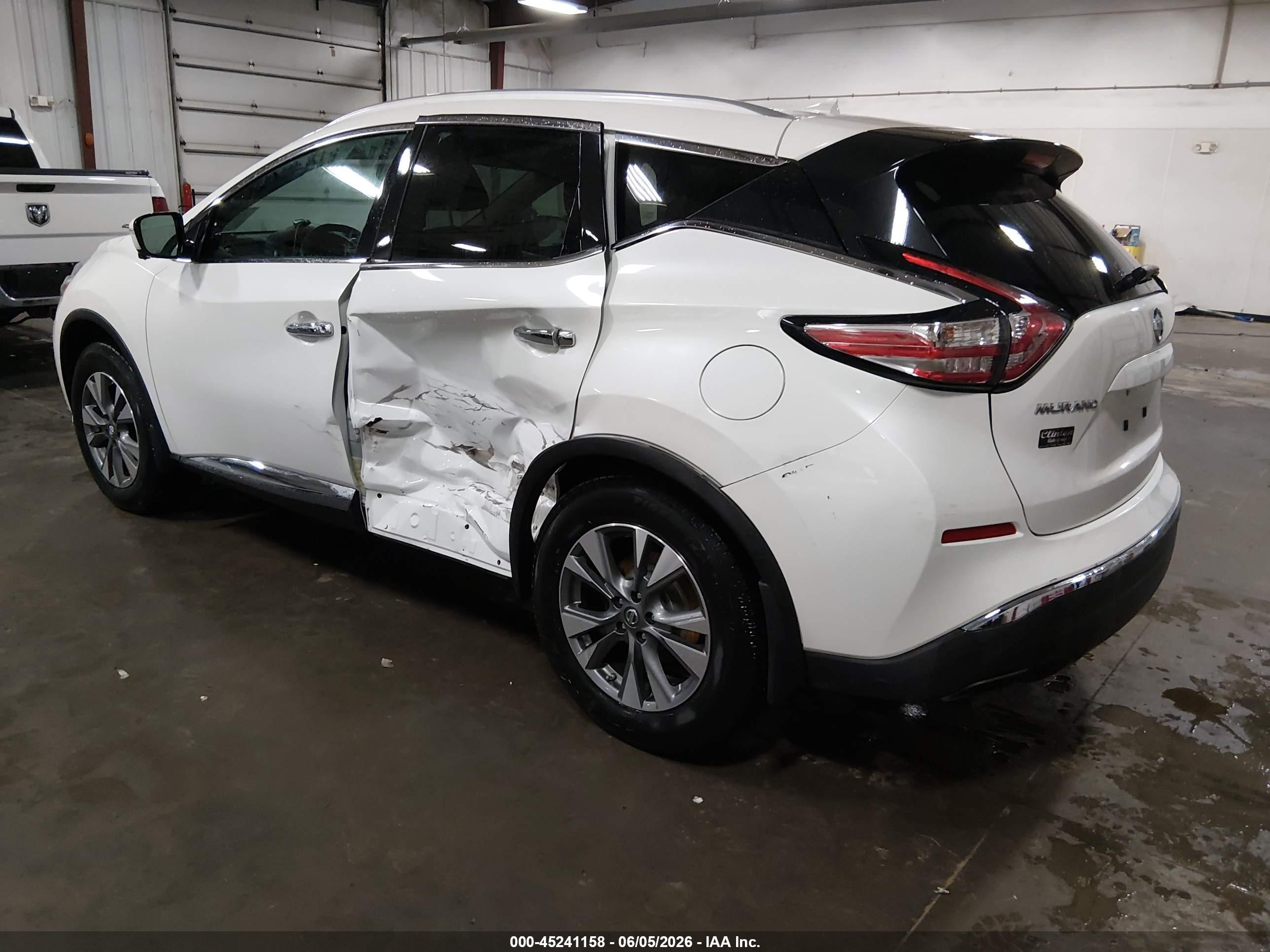 2015 Nissan Murano Sl Белый vin: 5N1AZ2MH7FN261736
