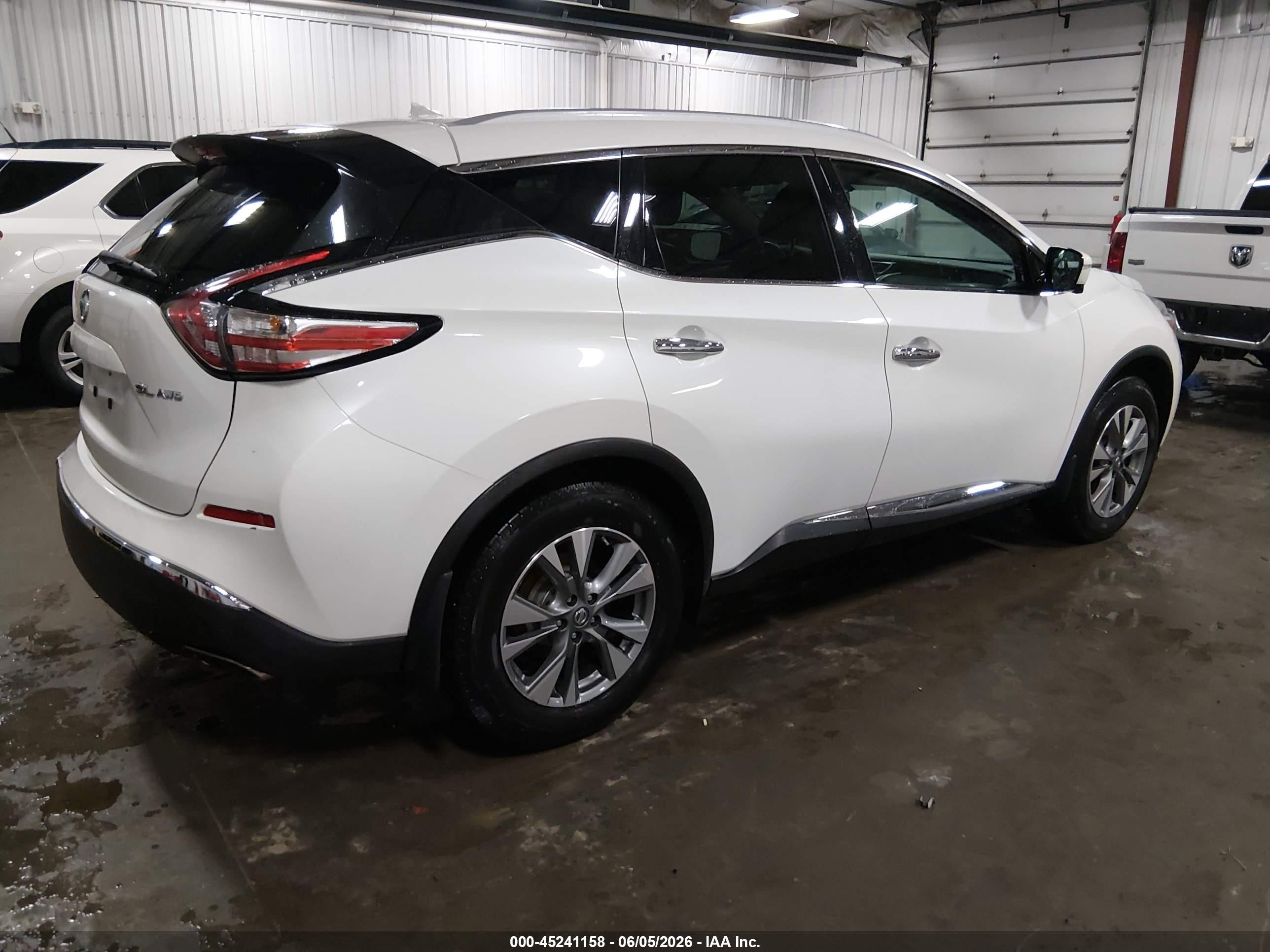 2015 Nissan Murano Sl Белый vin: 5N1AZ2MH7FN261736