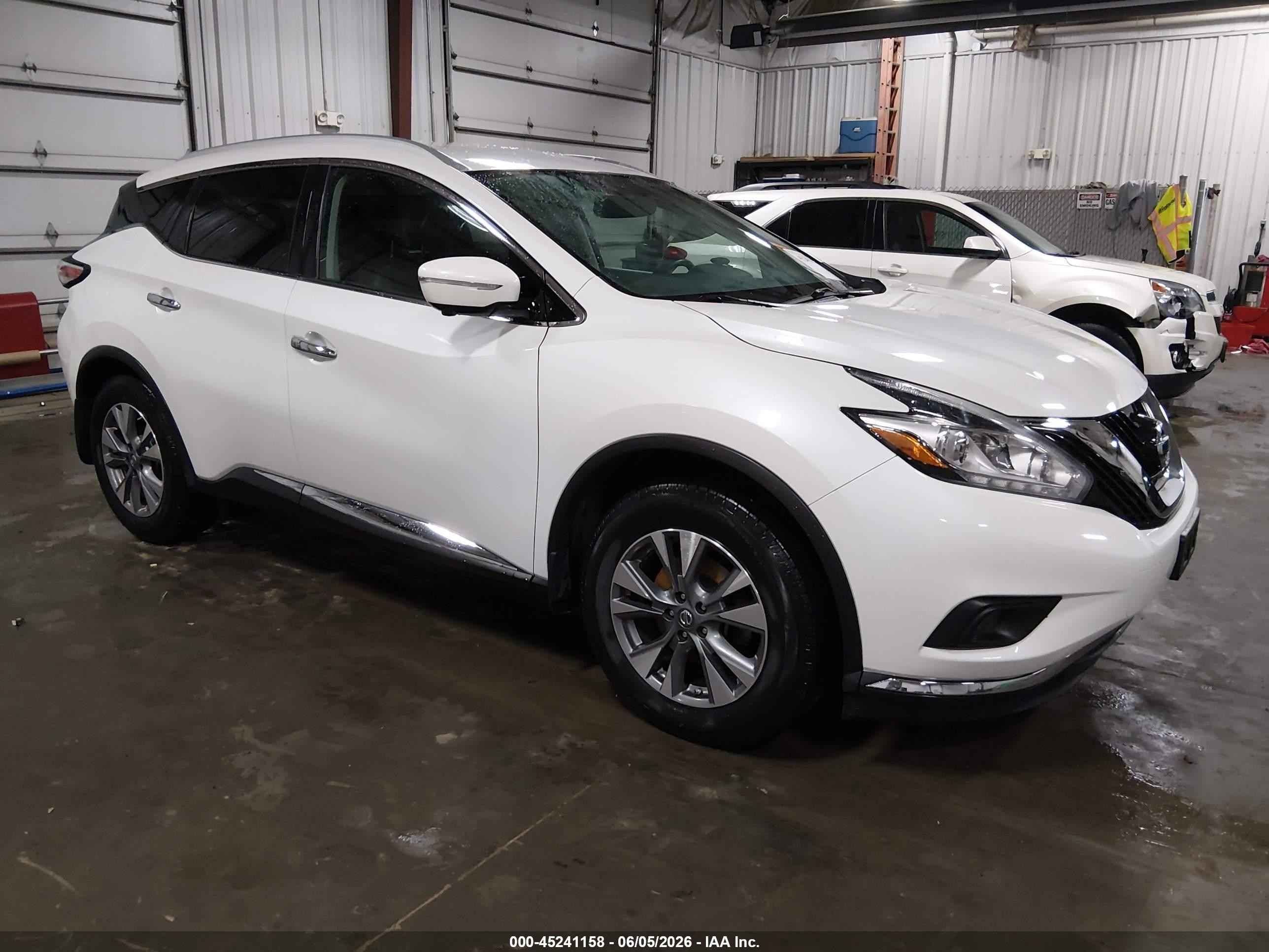 2015 Nissan Murano Sl White vin: 5N1AZ2MH7FN261736