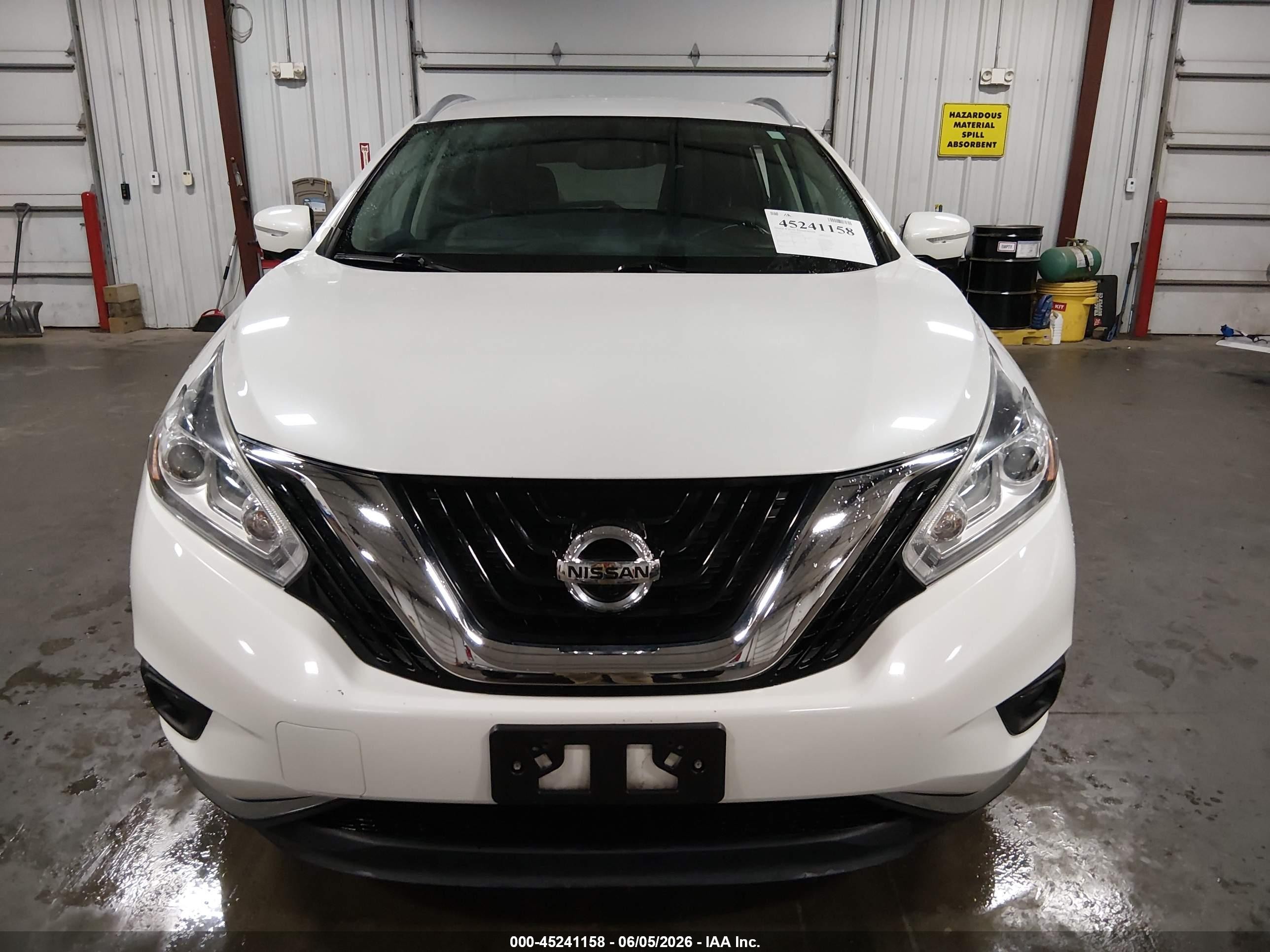 2015 Nissan Murano Sl Белый vin: 5N1AZ2MH7FN261736