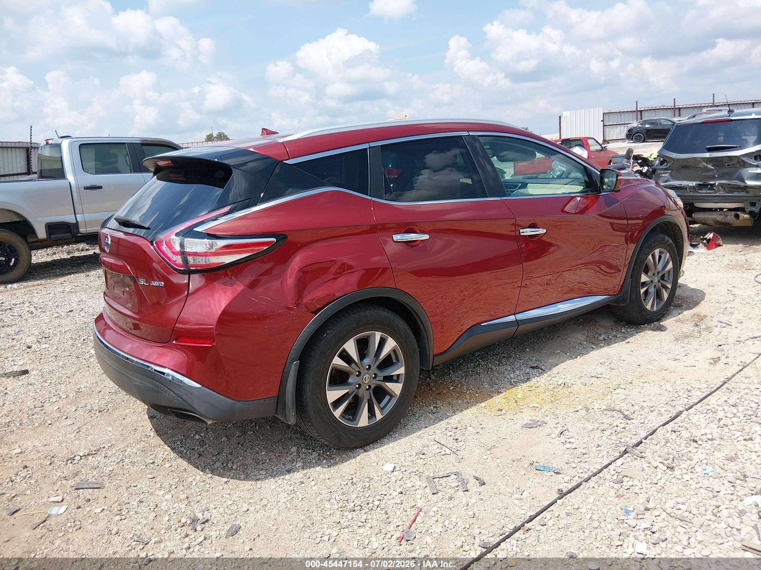 2015 Nissan Murano Sl Burgundy vin: 5N1AZ2MH7FN265284
