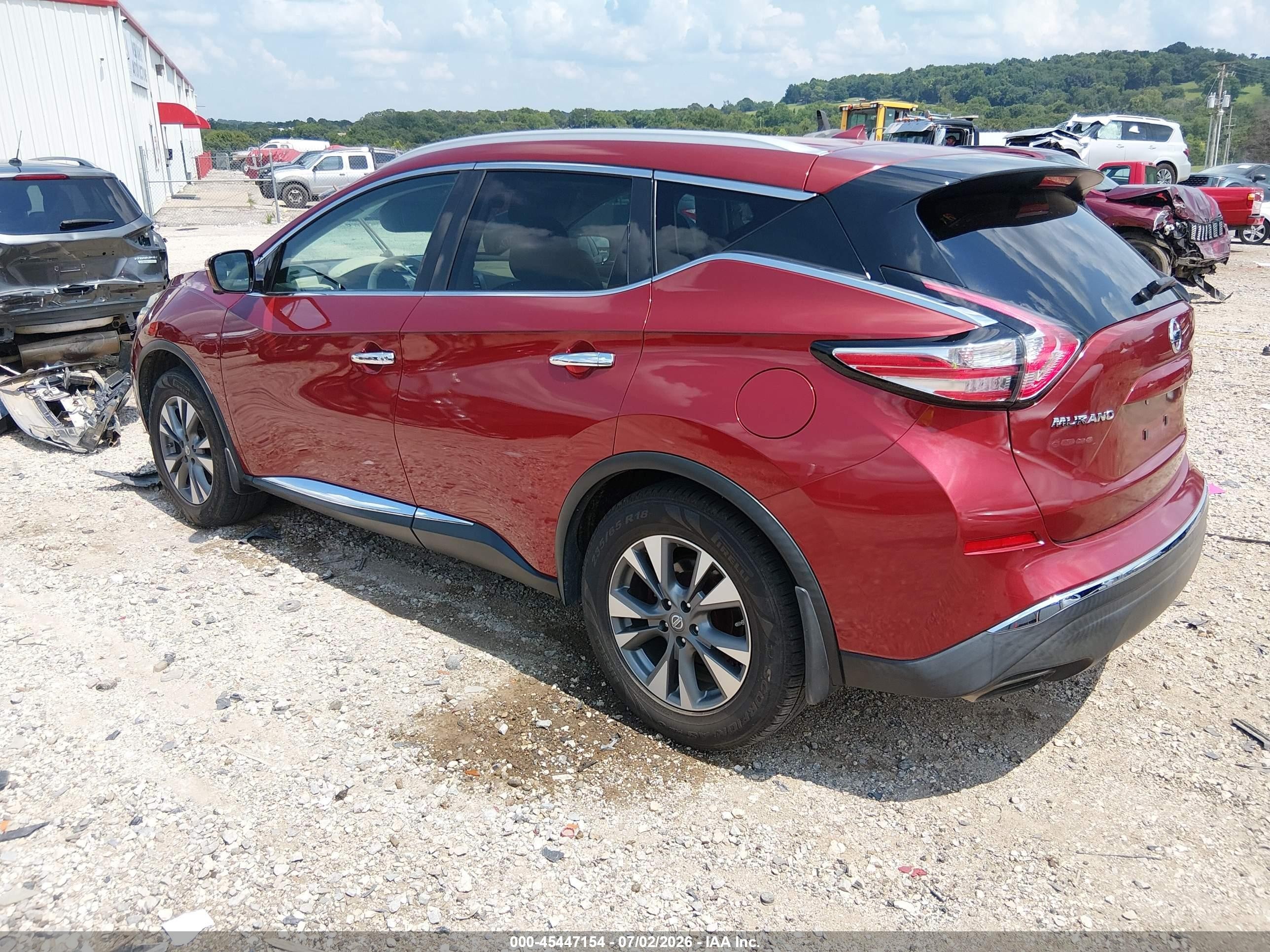2015 Nissan Murano Sl Burgundy vin: 5N1AZ2MH7FN265284