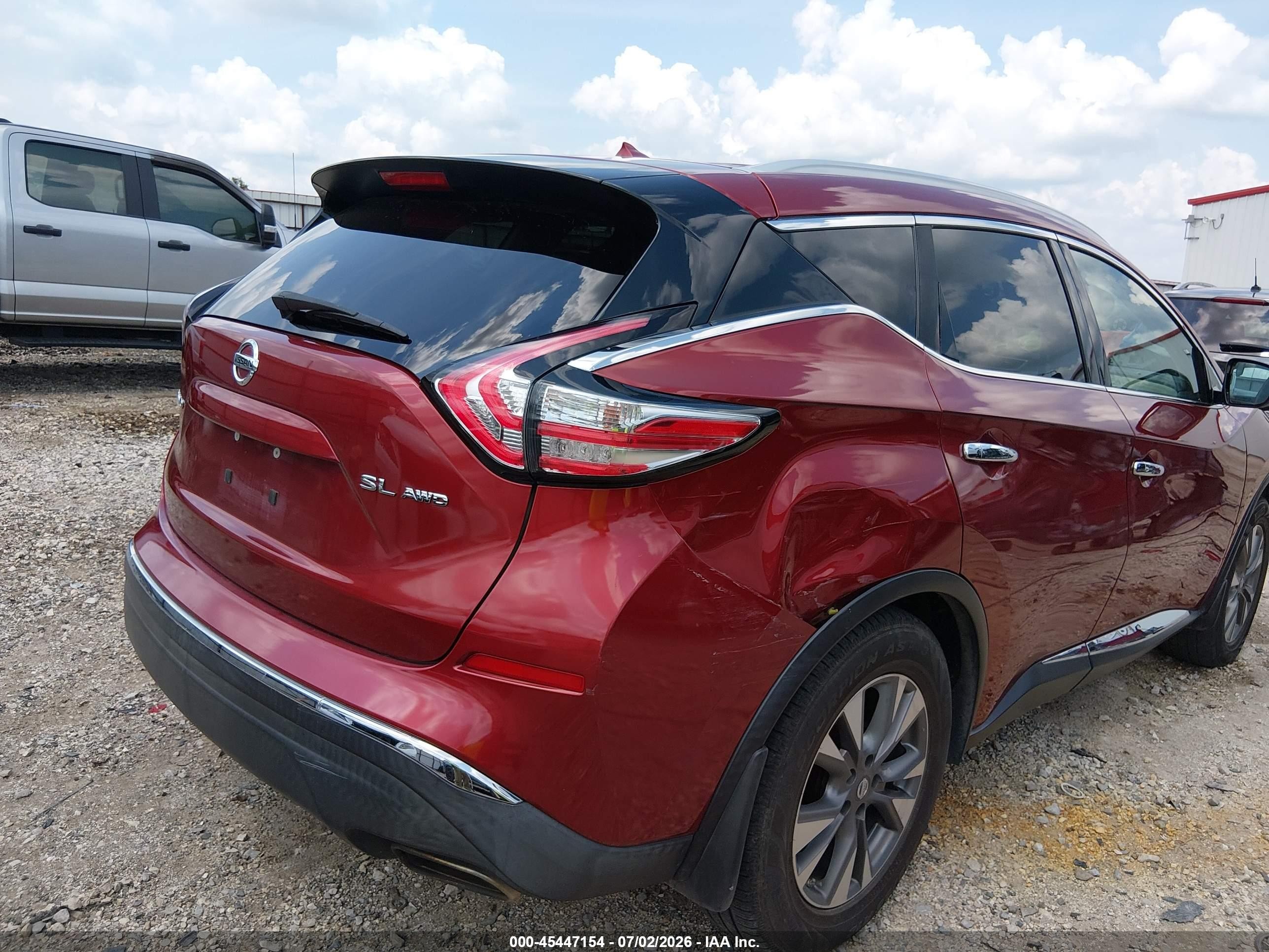 2015 Nissan Murano Sl Burgundy vin: 5N1AZ2MH7FN265284