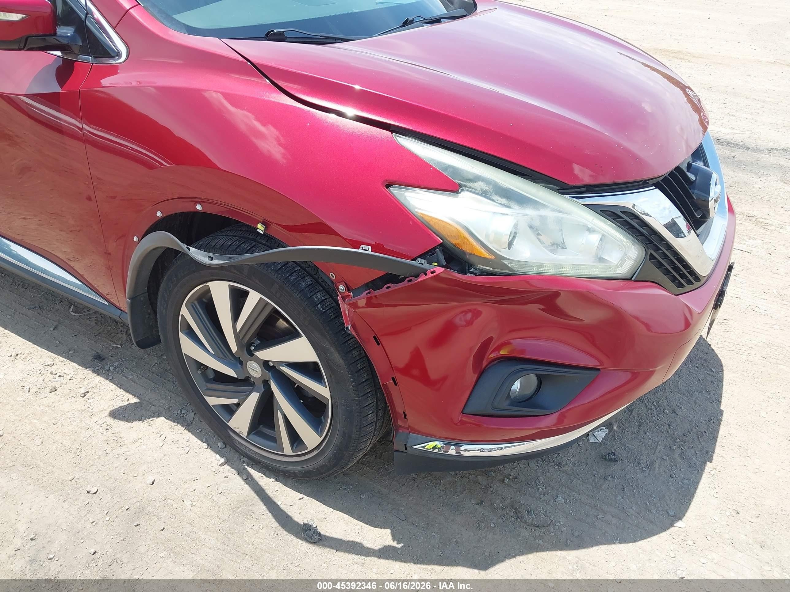 2015 Nissan Murano Platinum/s/sl/sv Red vin: 5N1AZ2MH7FN284014