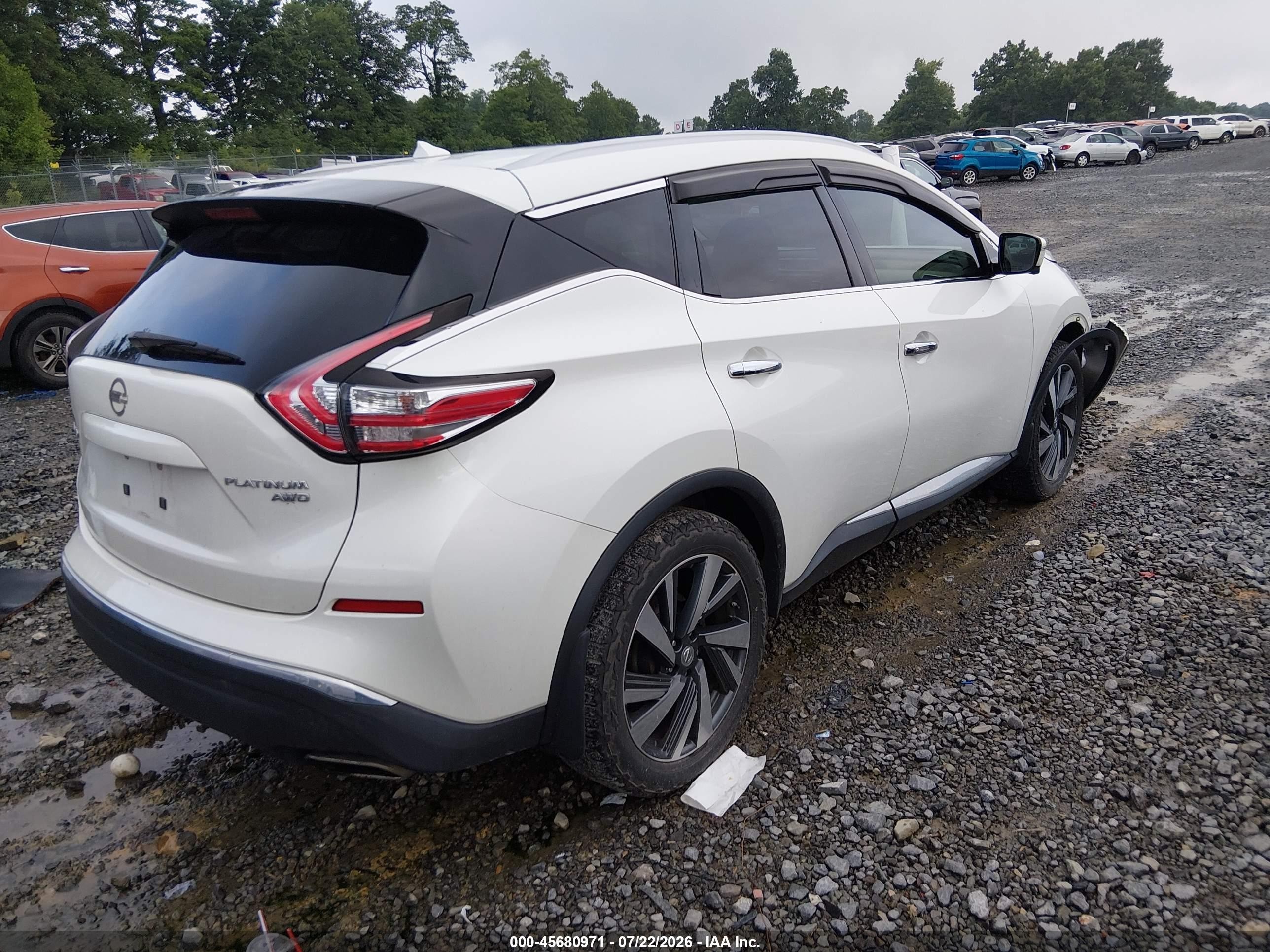 2015 Nissan Murano Platinum Белый vin: 5N1AZ2MH7FN289584