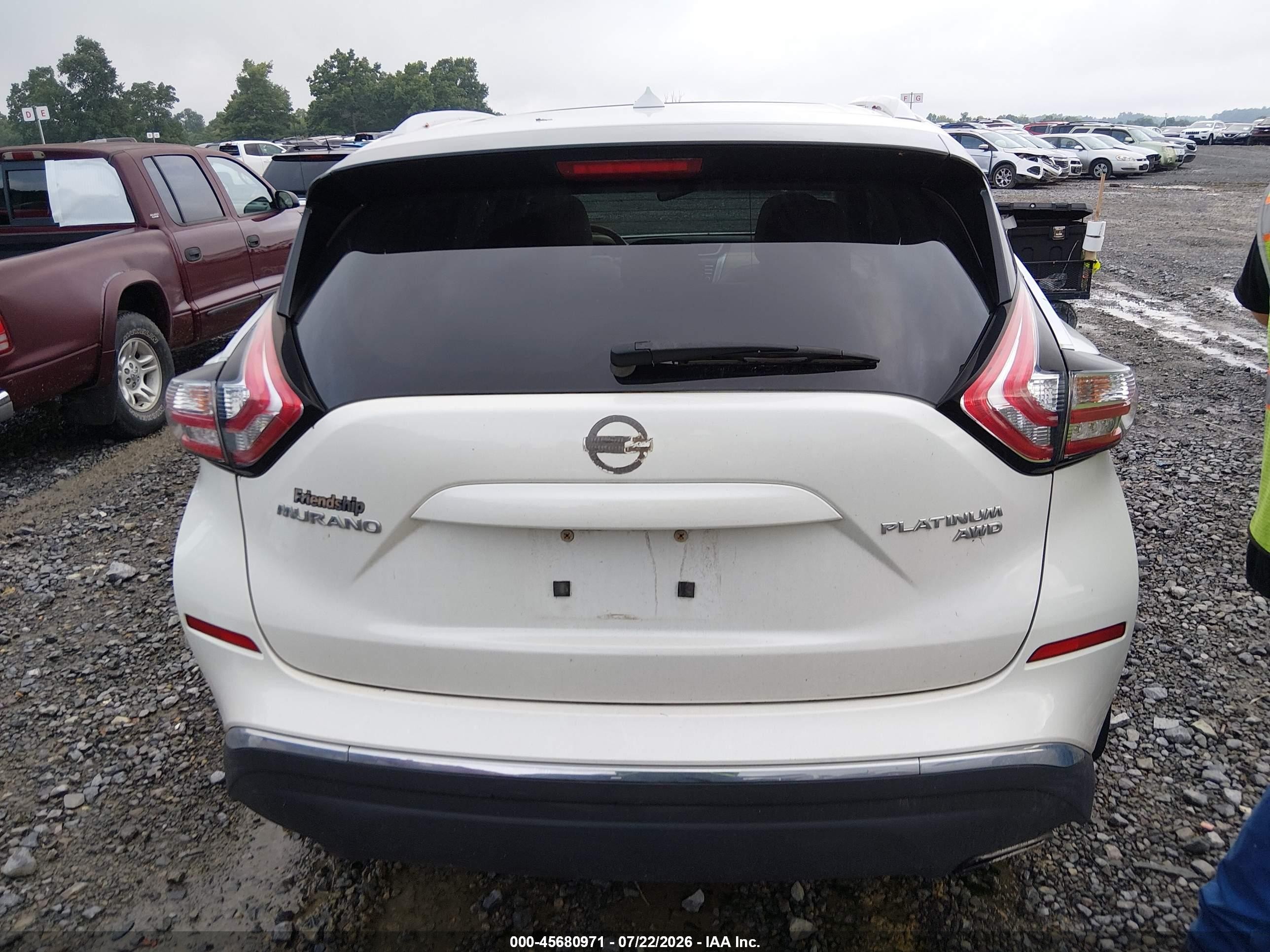 2015 Nissan Murano Platinum Белый vin: 5N1AZ2MH7FN289584