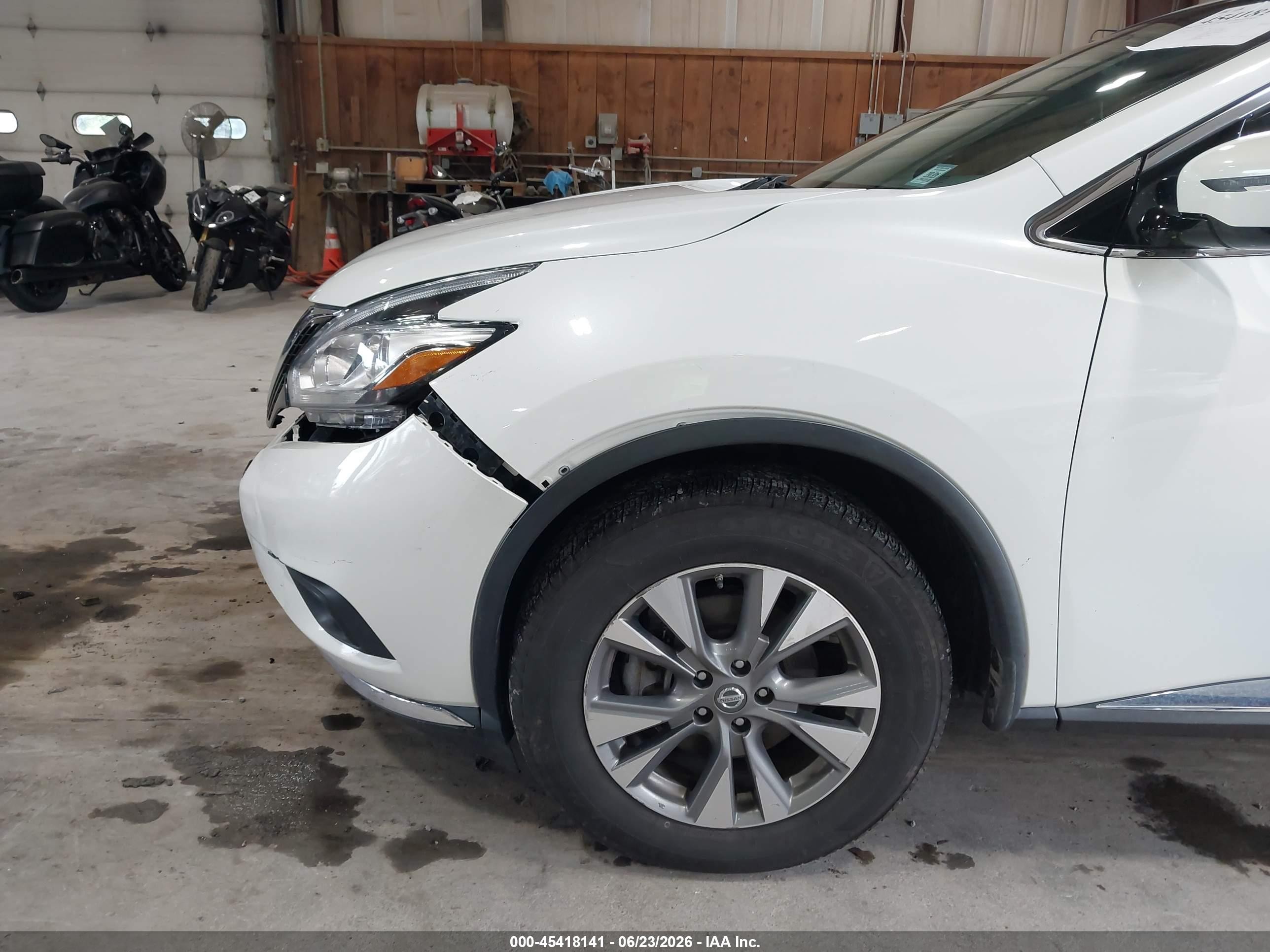 2015 Nissan Murano Sv White vin: 5N1AZ2MH7FN291299