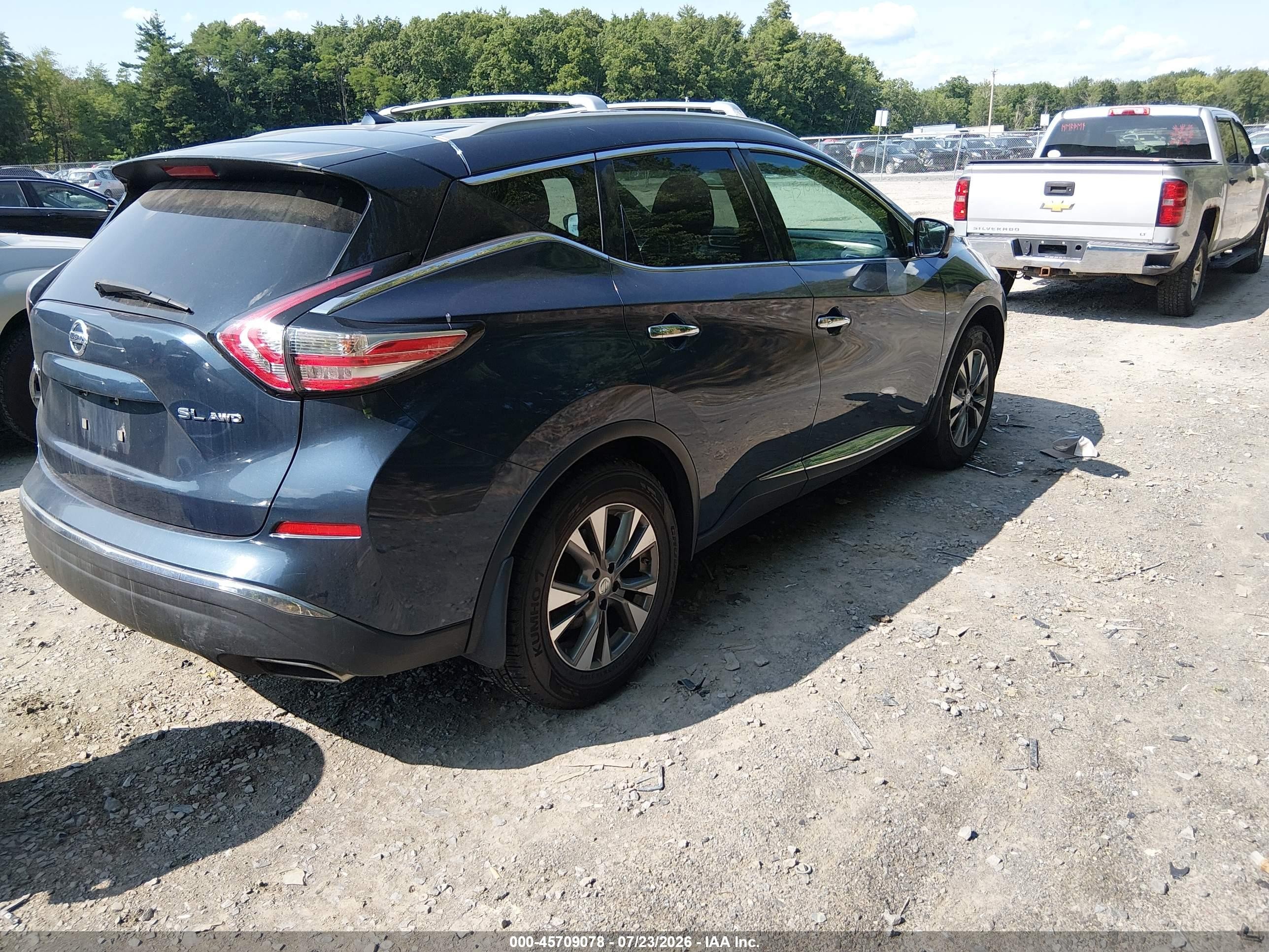 2015 Nissan Murano Sl Blue vin: 5N1AZ2MH8FN207586