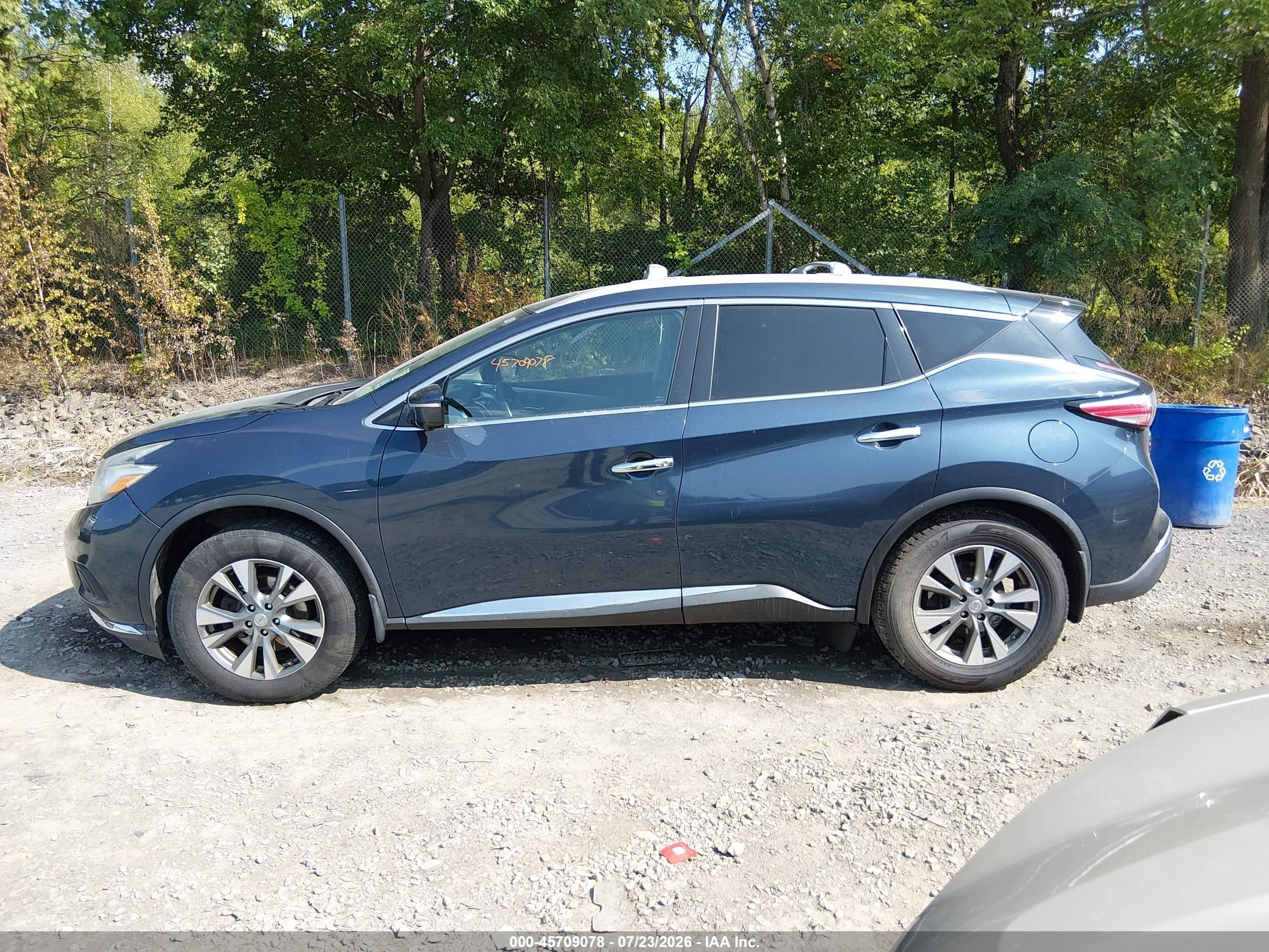 2015 Nissan Murano Sl Blue vin: 5N1AZ2MH8FN207586