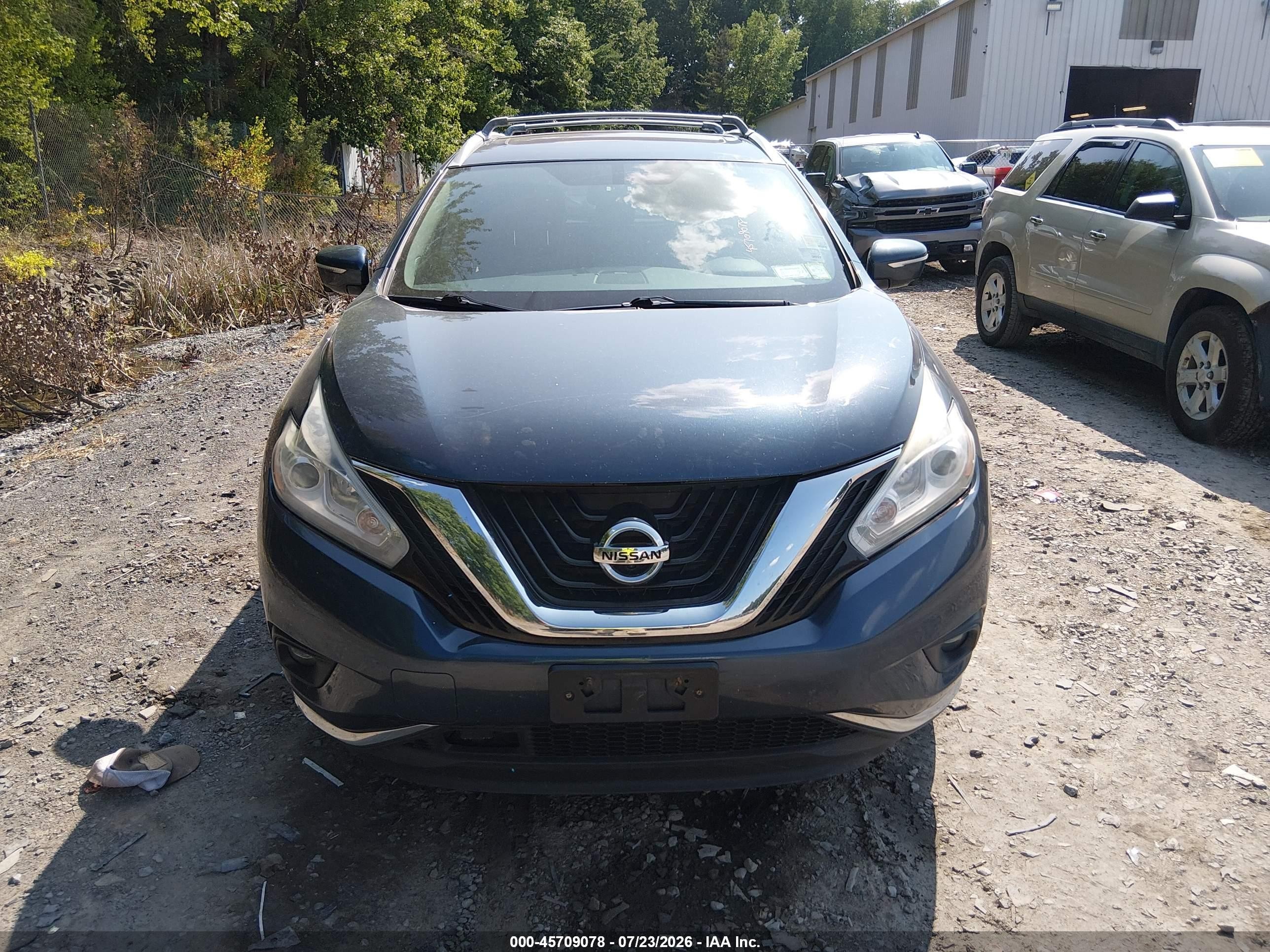 2015 Nissan Murano Sl Blue vin: 5N1AZ2MH8FN207586