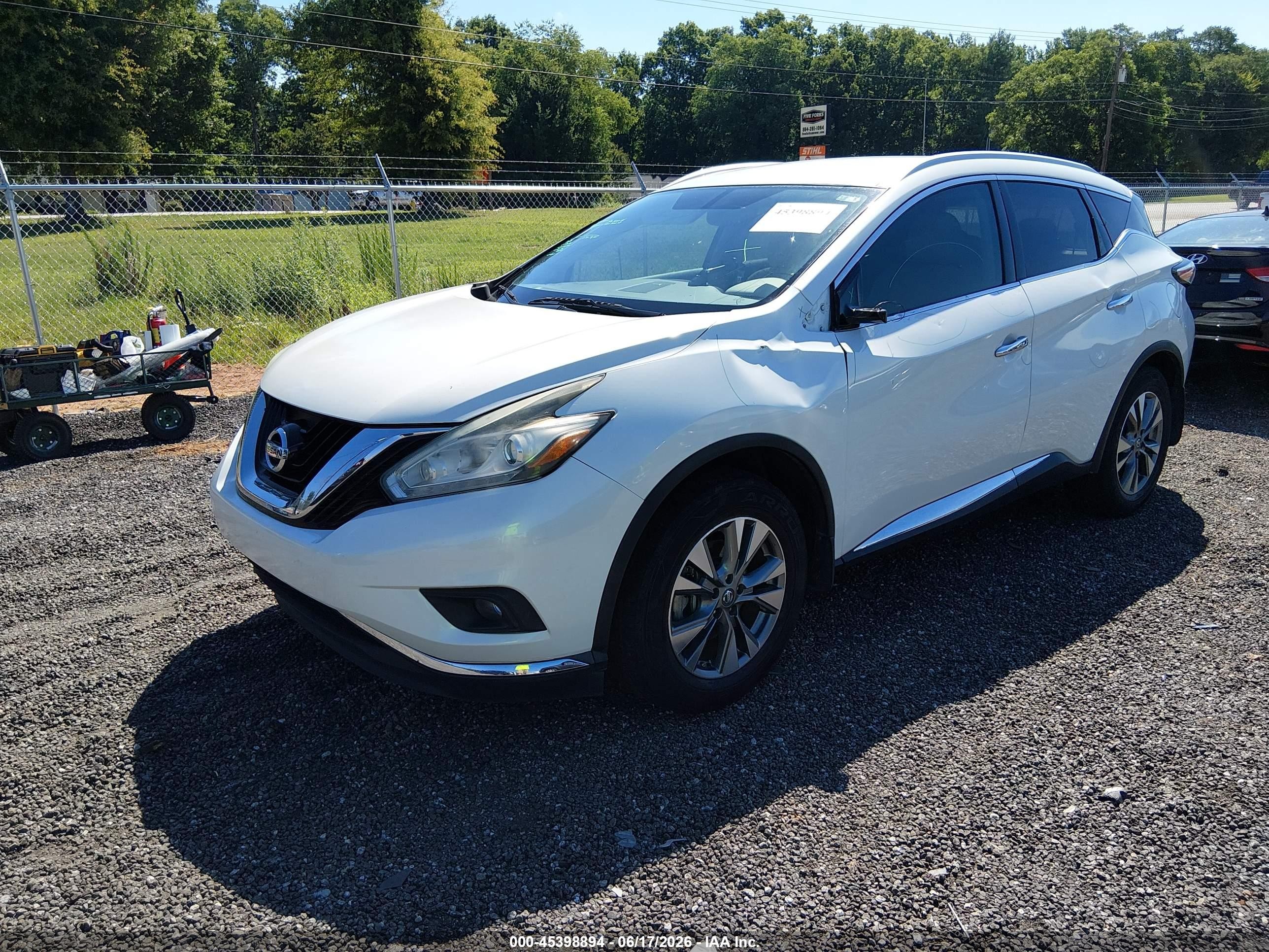 2015 Nissan Murano Sl White vin: 5N1AZ2MH8FN226834