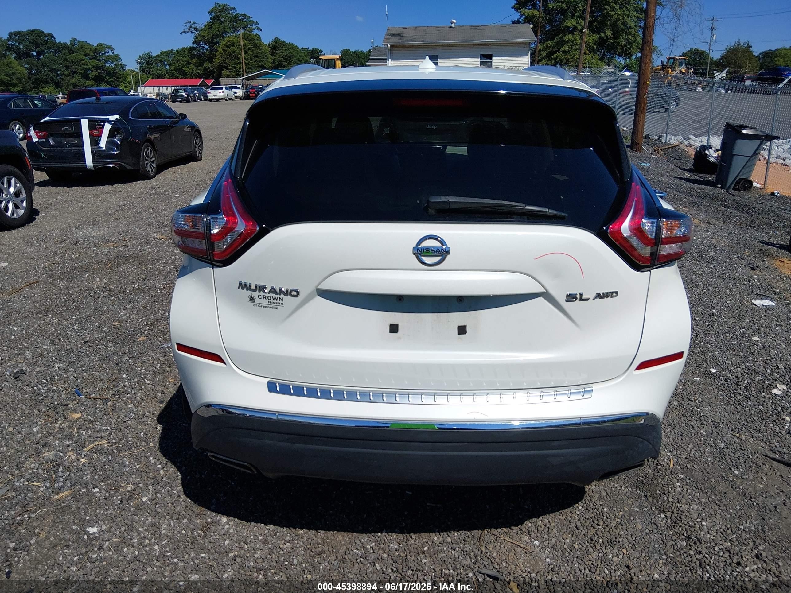 2015 Nissan Murano Sl White vin: 5N1AZ2MH8FN226834