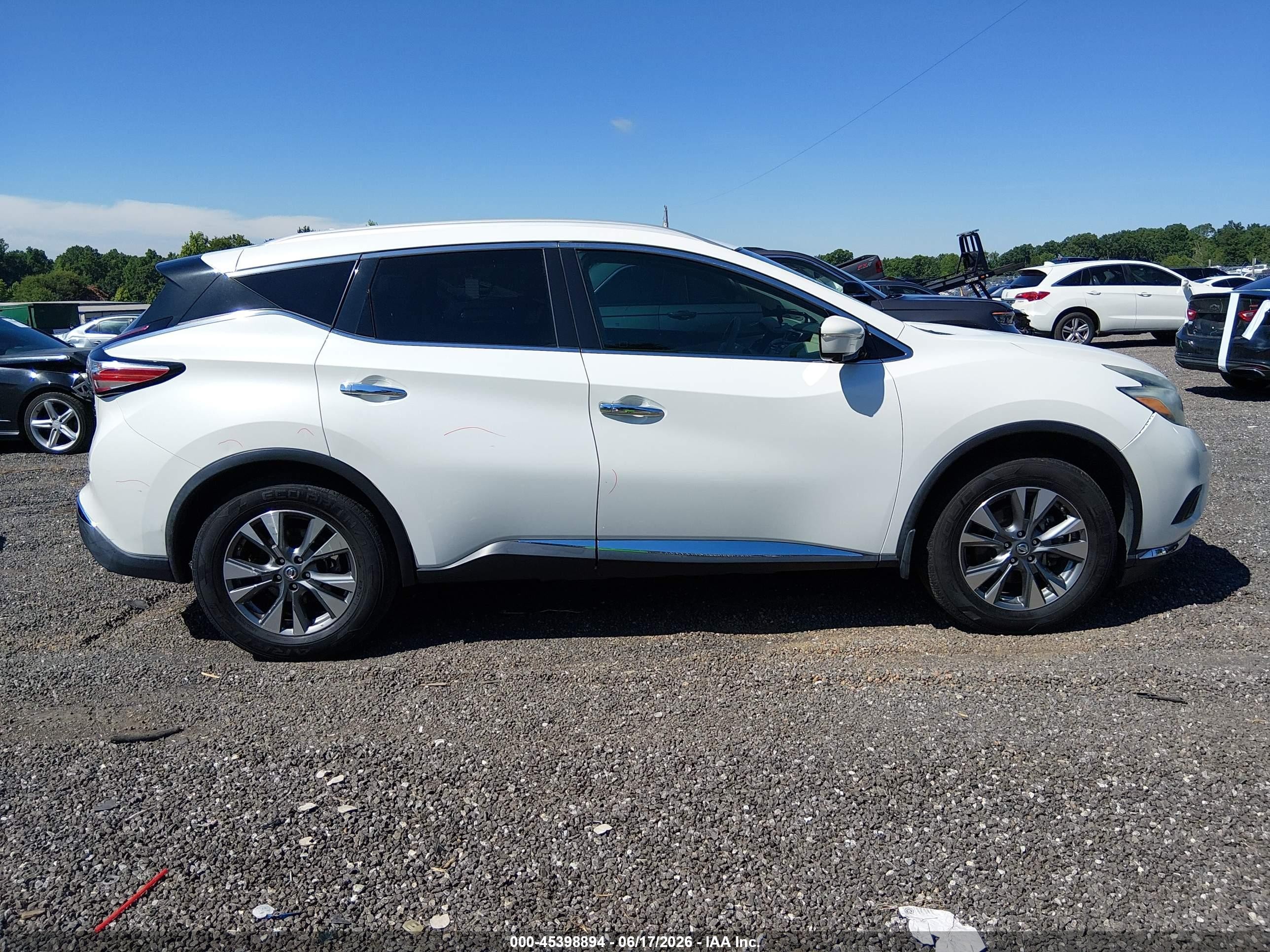 2015 Nissan Murano Sl White vin: 5N1AZ2MH8FN226834