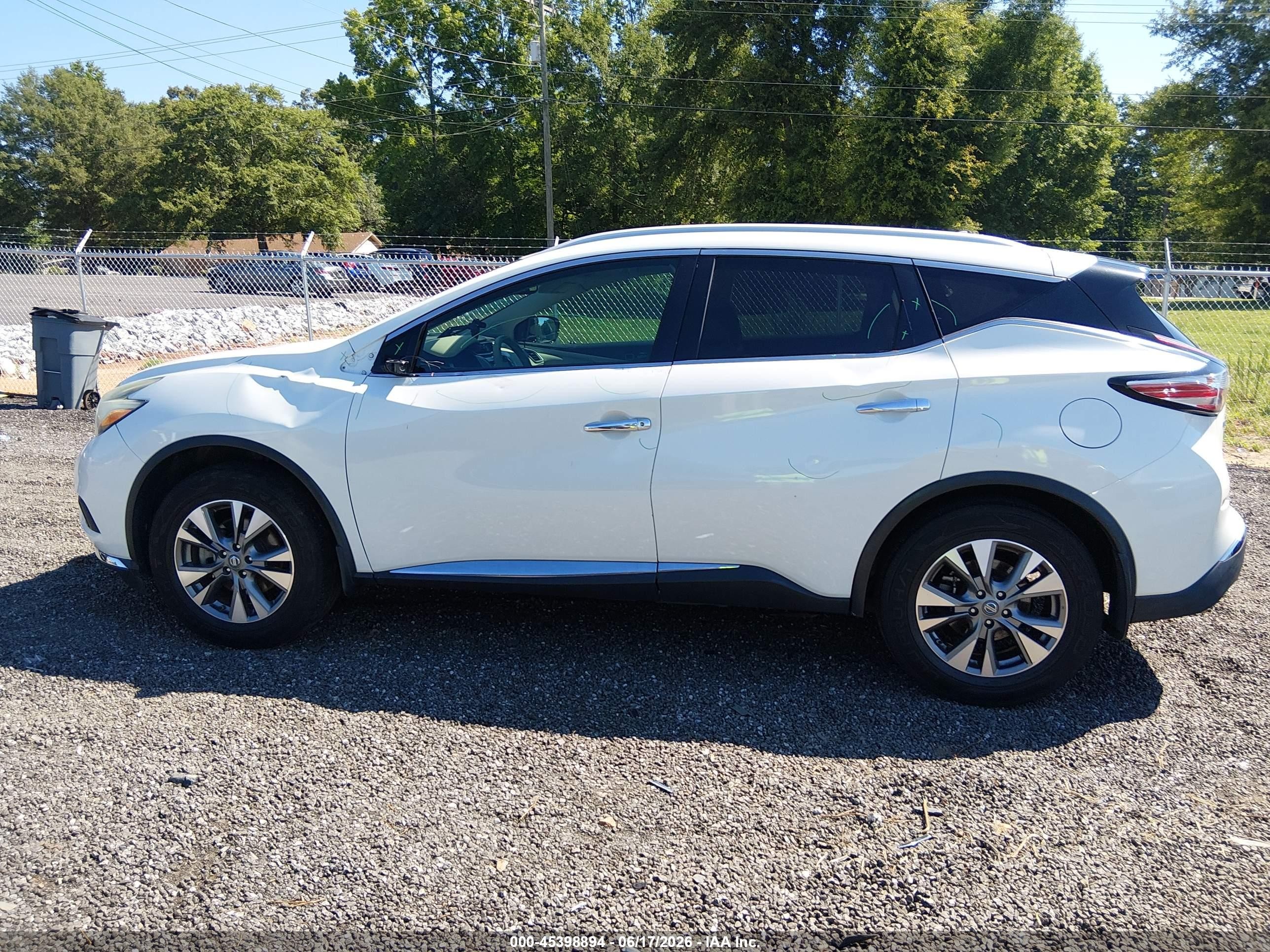 2015 Nissan Murano Sl White vin: 5N1AZ2MH8FN226834