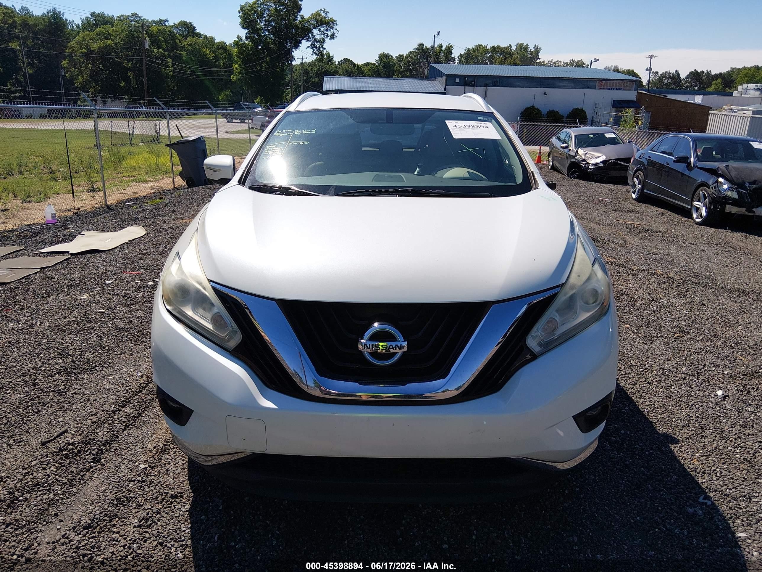 2015 Nissan Murano Sl White vin: 5N1AZ2MH8FN226834