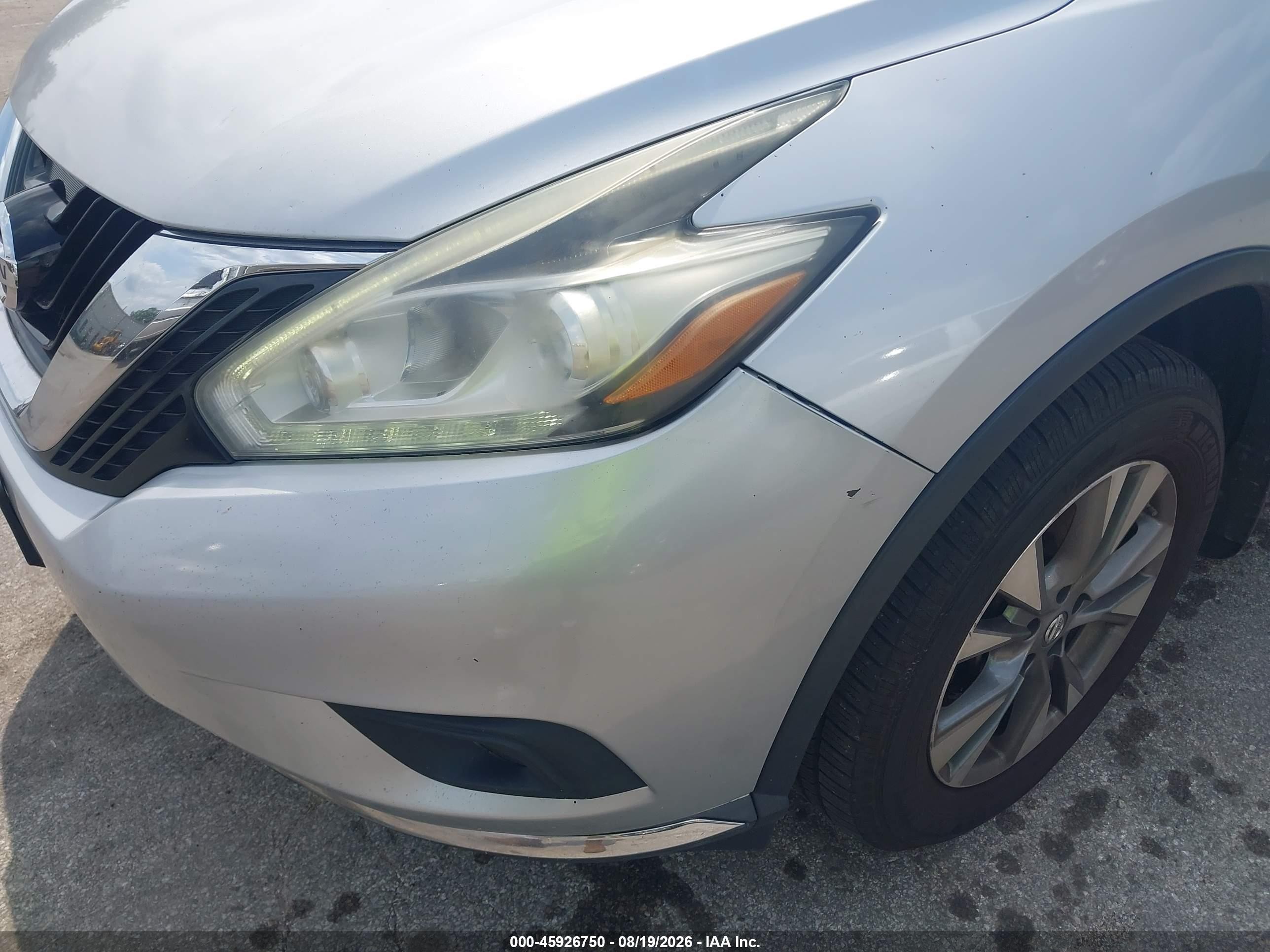 2015 Nissan Murano Sv Silver vin: 5N1AZ2MH8FN247991