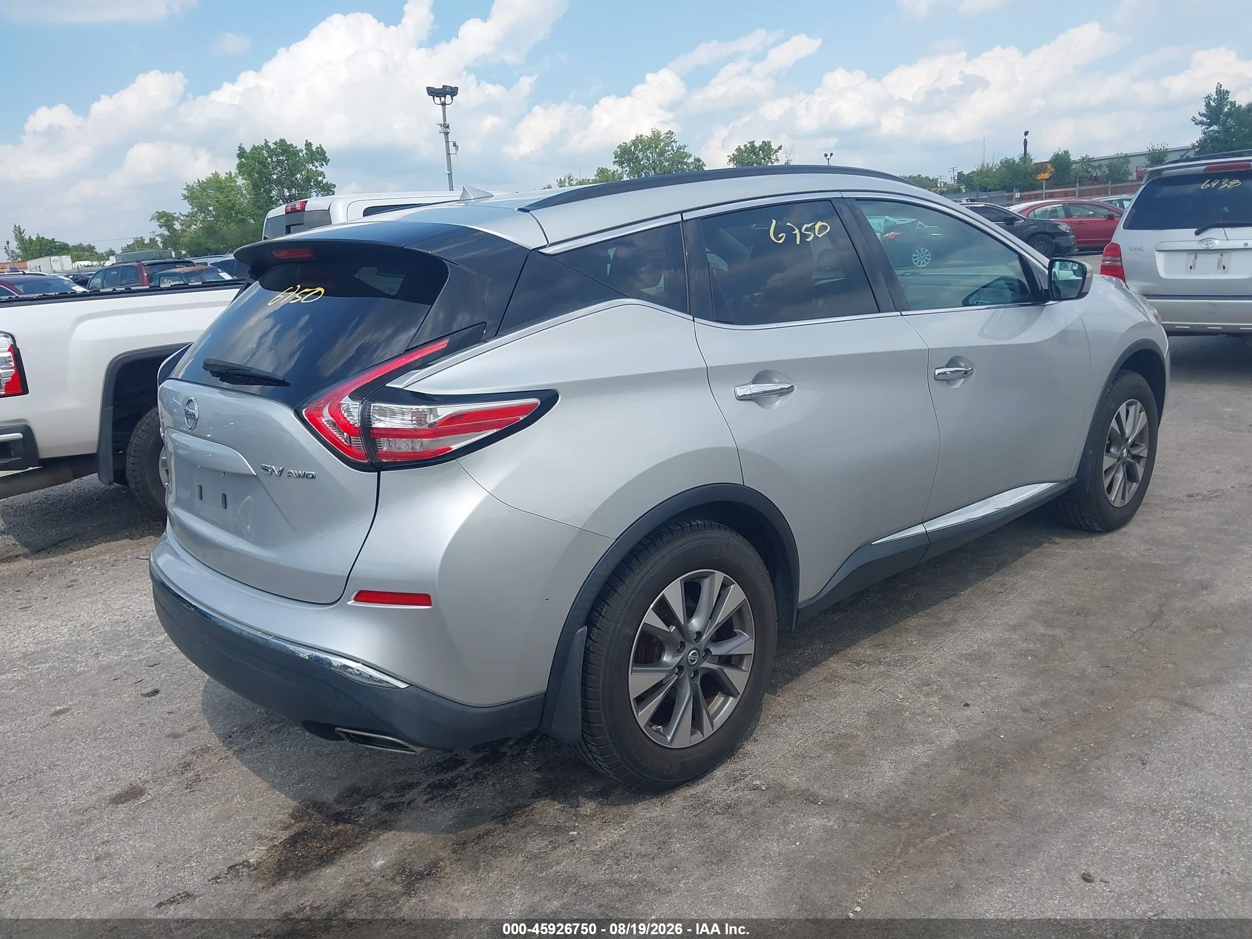 2015 Nissan Murano Sv Silver vin: 5N1AZ2MH8FN247991