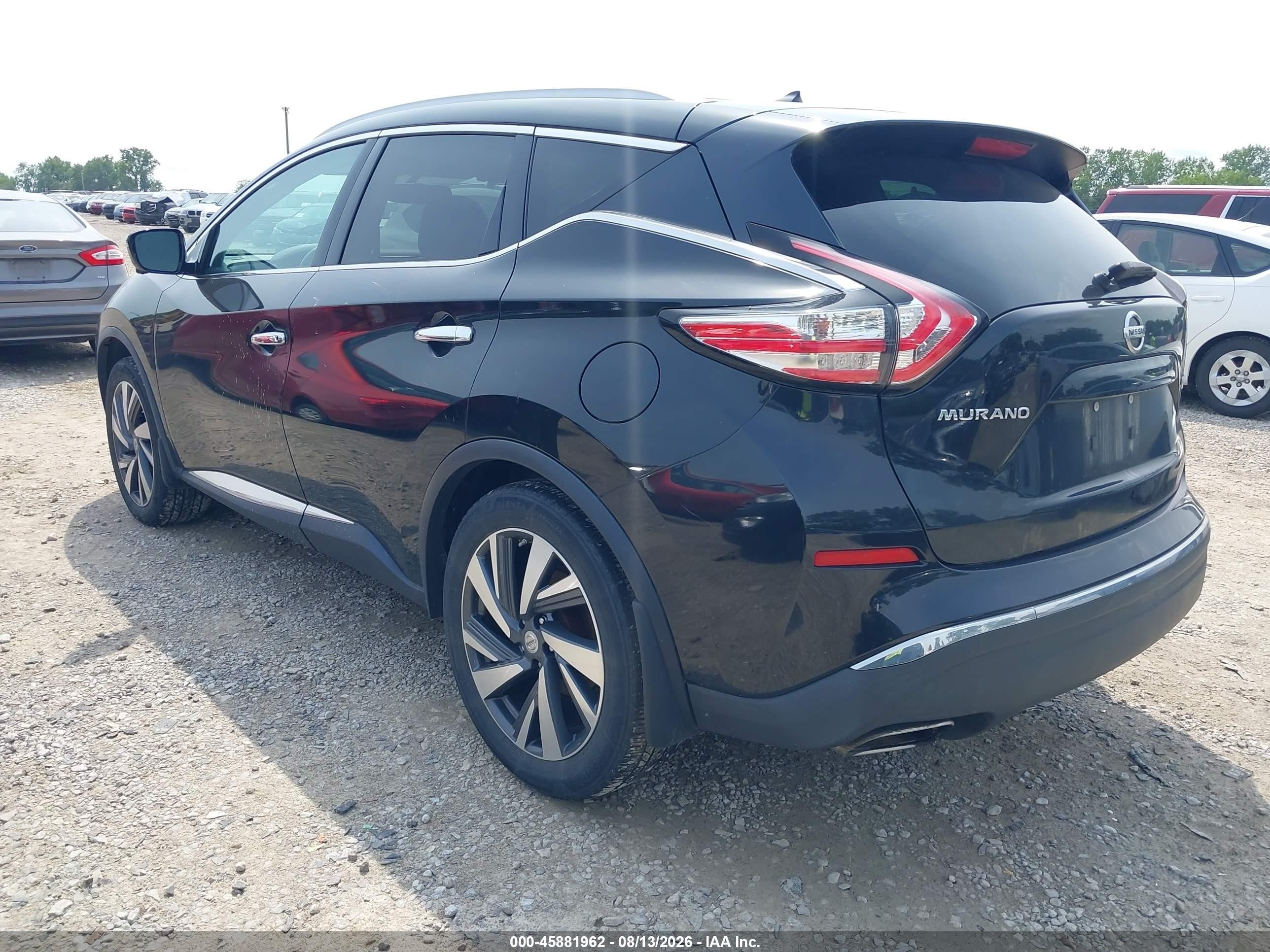 2015 Nissan Murano Platinum Черный vin: 5N1AZ2MH8FN259140