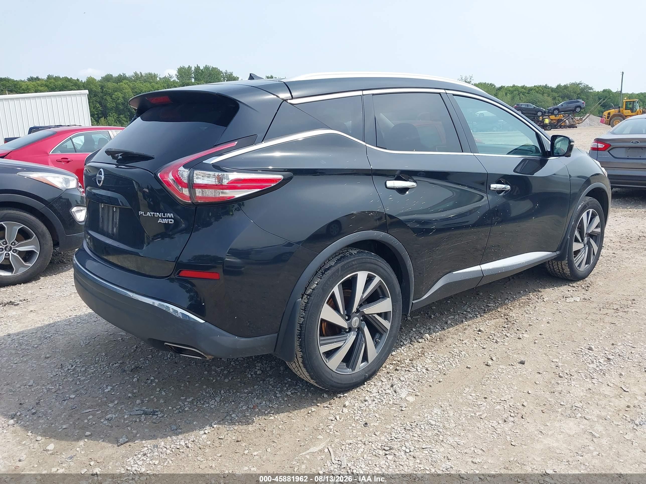 2015 Nissan Murano Platinum Черный vin: 5N1AZ2MH8FN259140