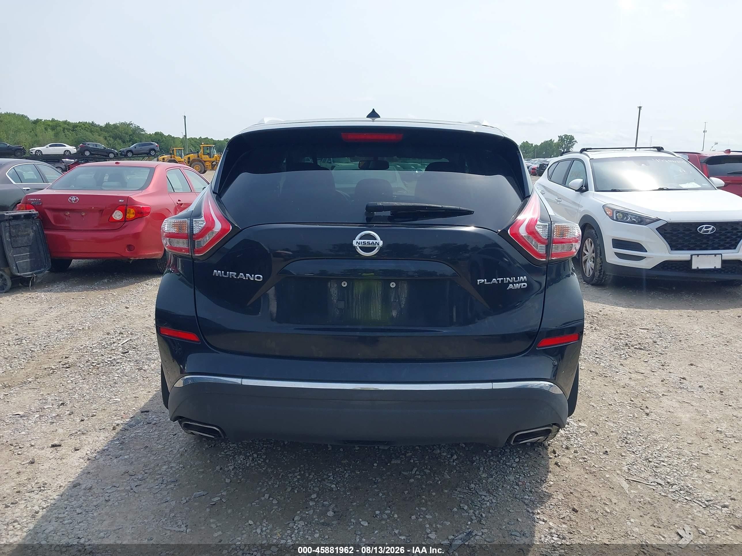 2015 Nissan Murano Platinum Черный vin: 5N1AZ2MH8FN259140