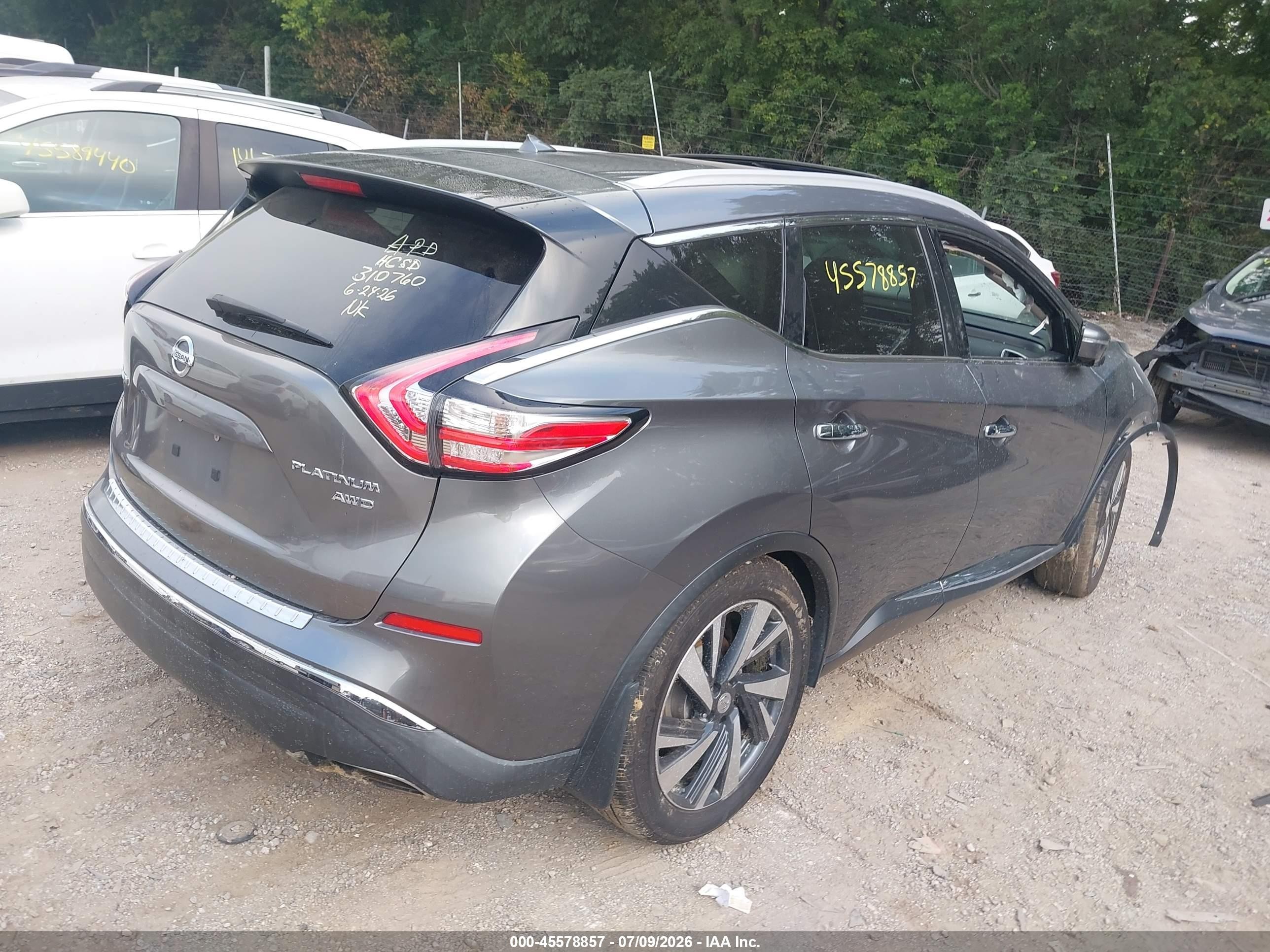 2015 Nissan Murano Platinum Gray vin: 5N1AZ2MH8FN272020