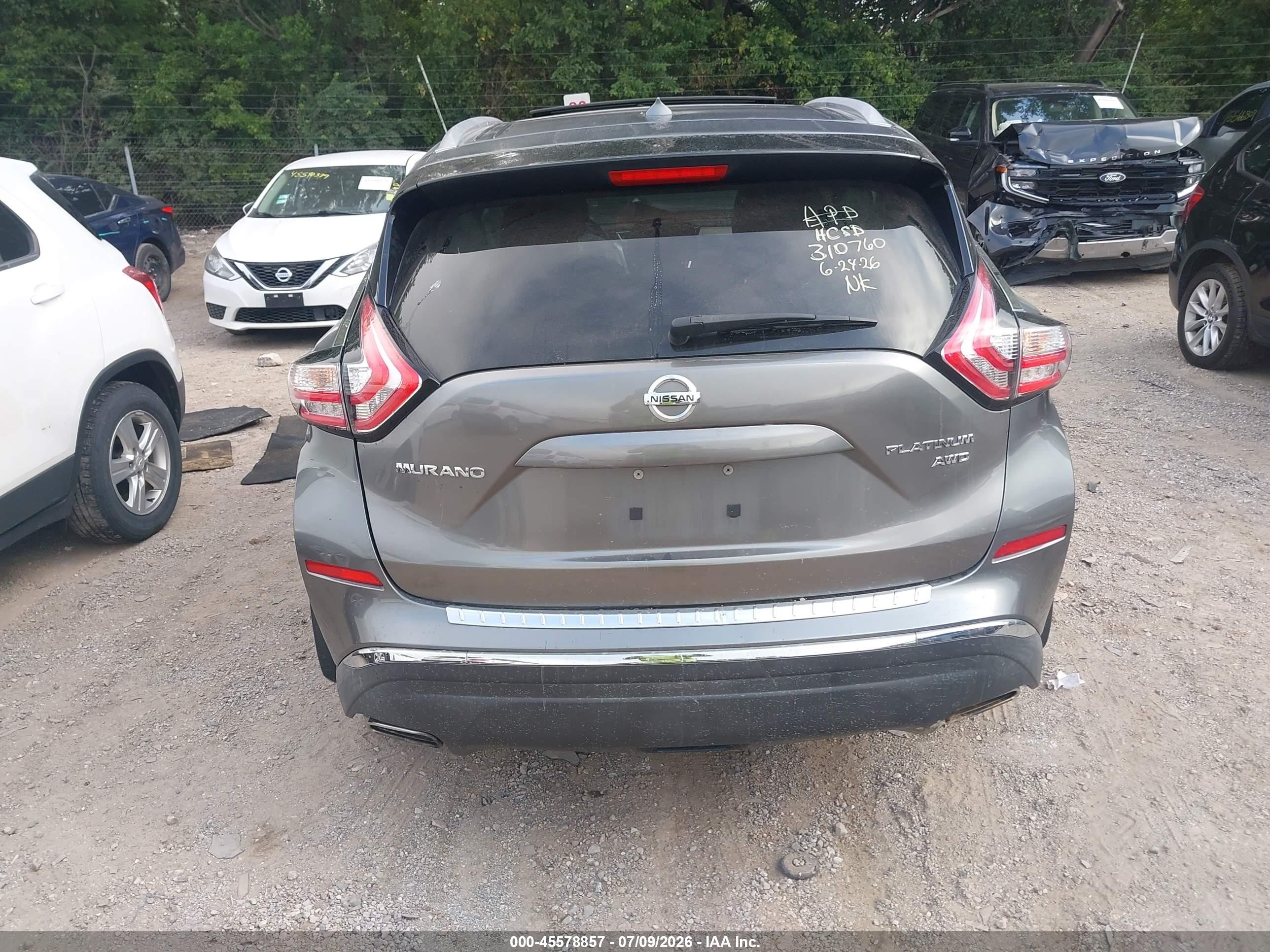 2015 Nissan Murano Platinum Gray vin: 5N1AZ2MH8FN272020