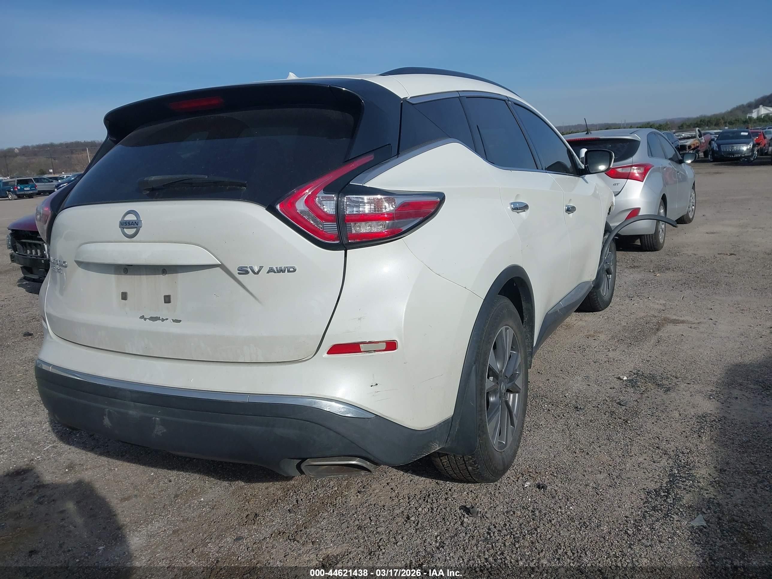 2015 Nissan Murano Sv White vin: 5N1AZ2MH8FN277377