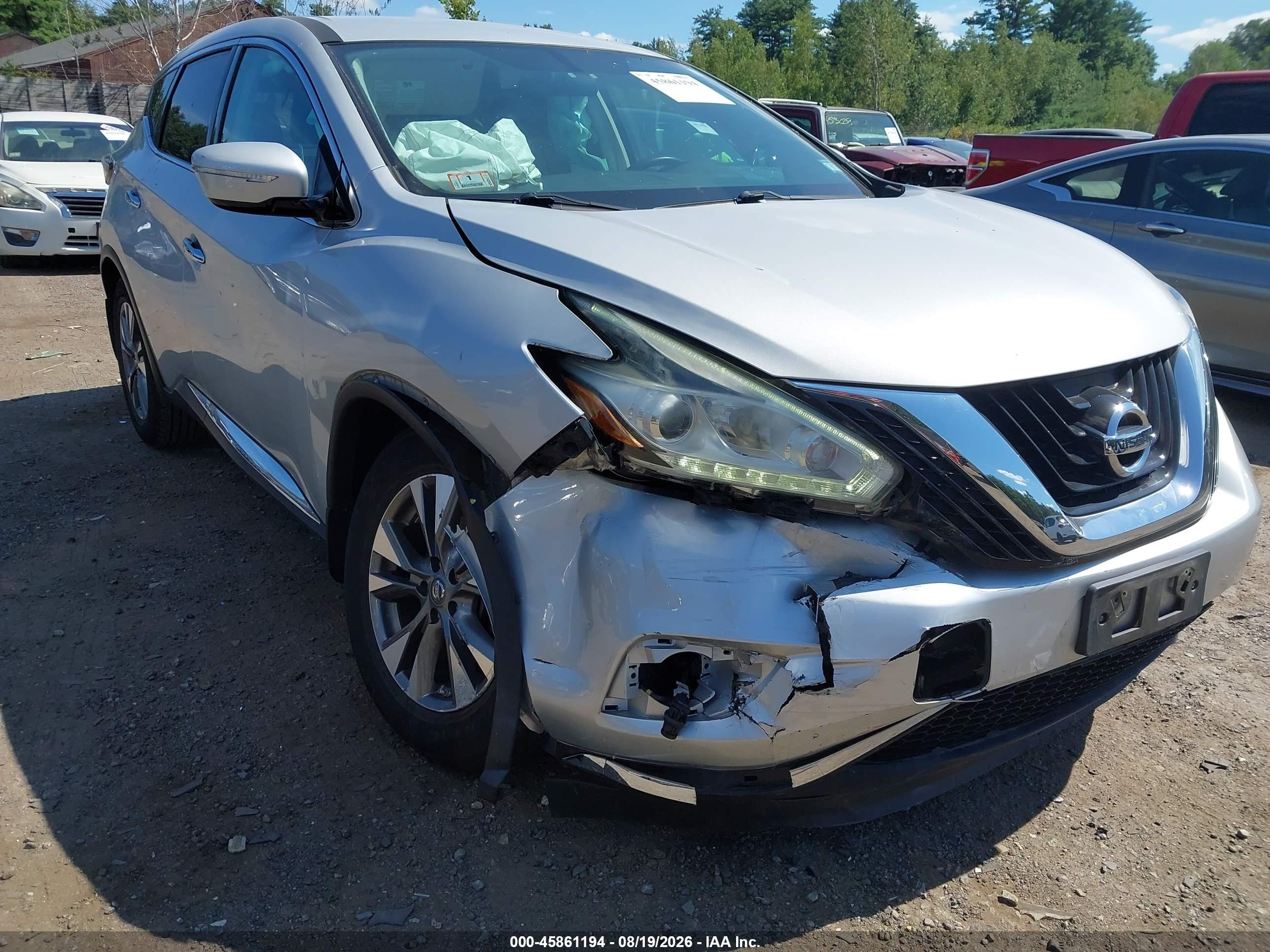 2015 Nissan Murano S Silver vin: 5N1AZ2MH8FN281879