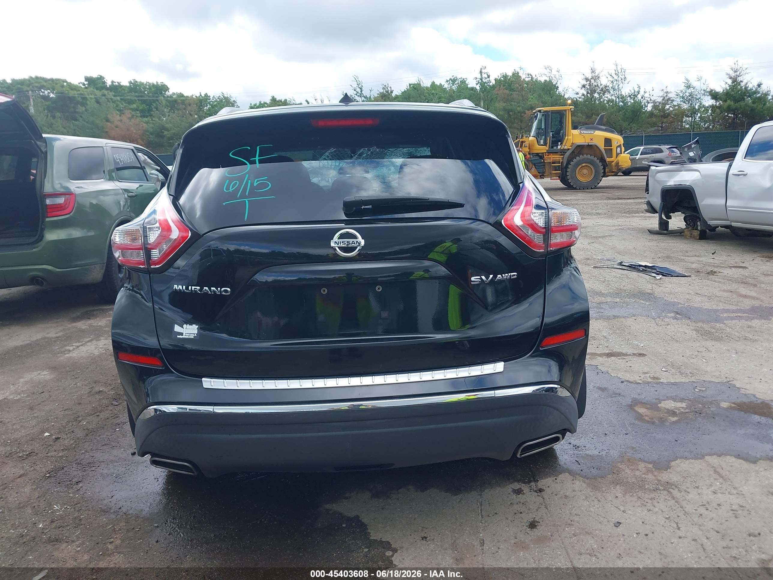 2015 Nissan Murano Sv Black vin: 5N1AZ2MH8FN290548