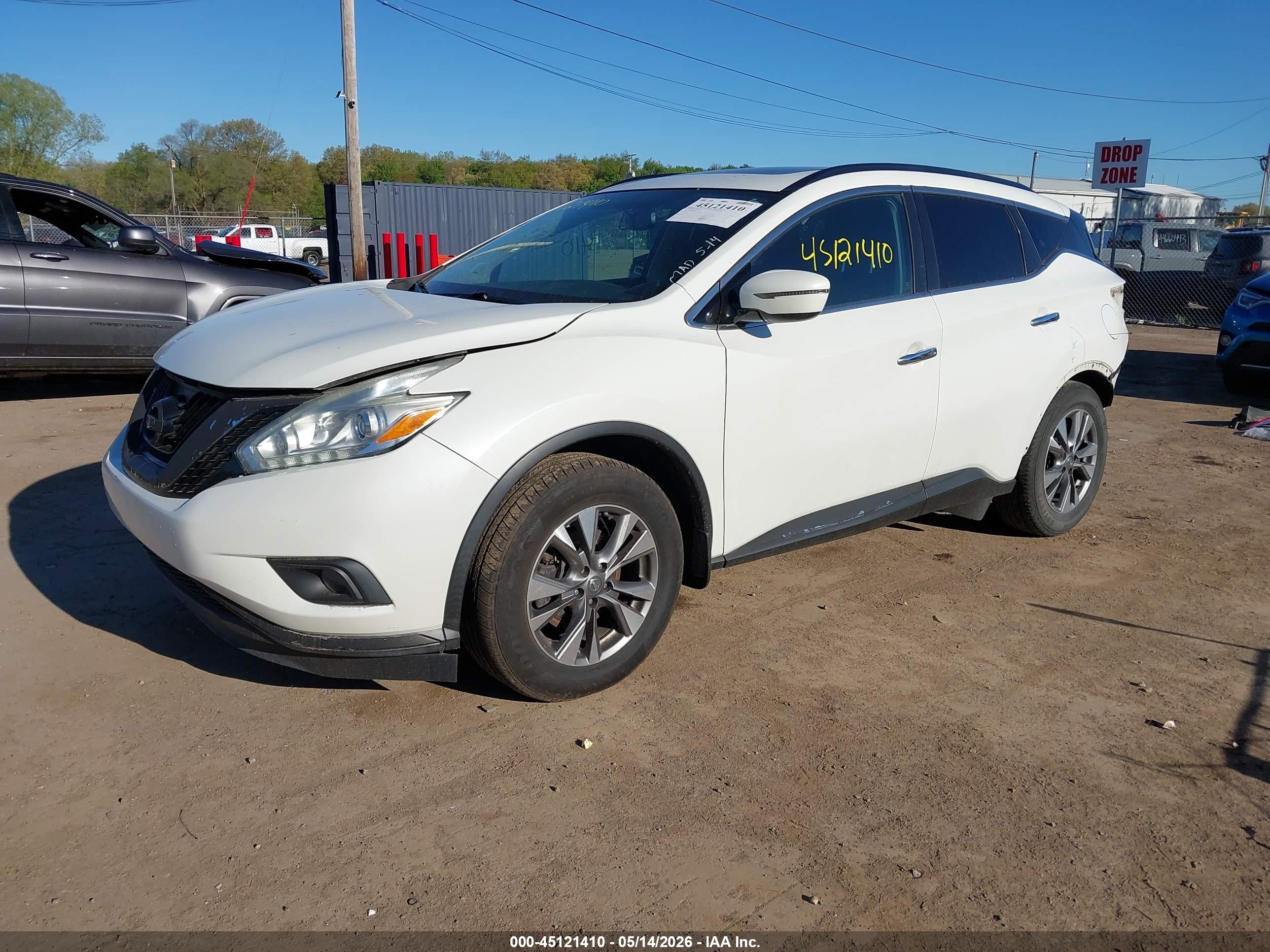 2016 Nissan Murano Sv White vin: 5N1AZ2MH8GN160822