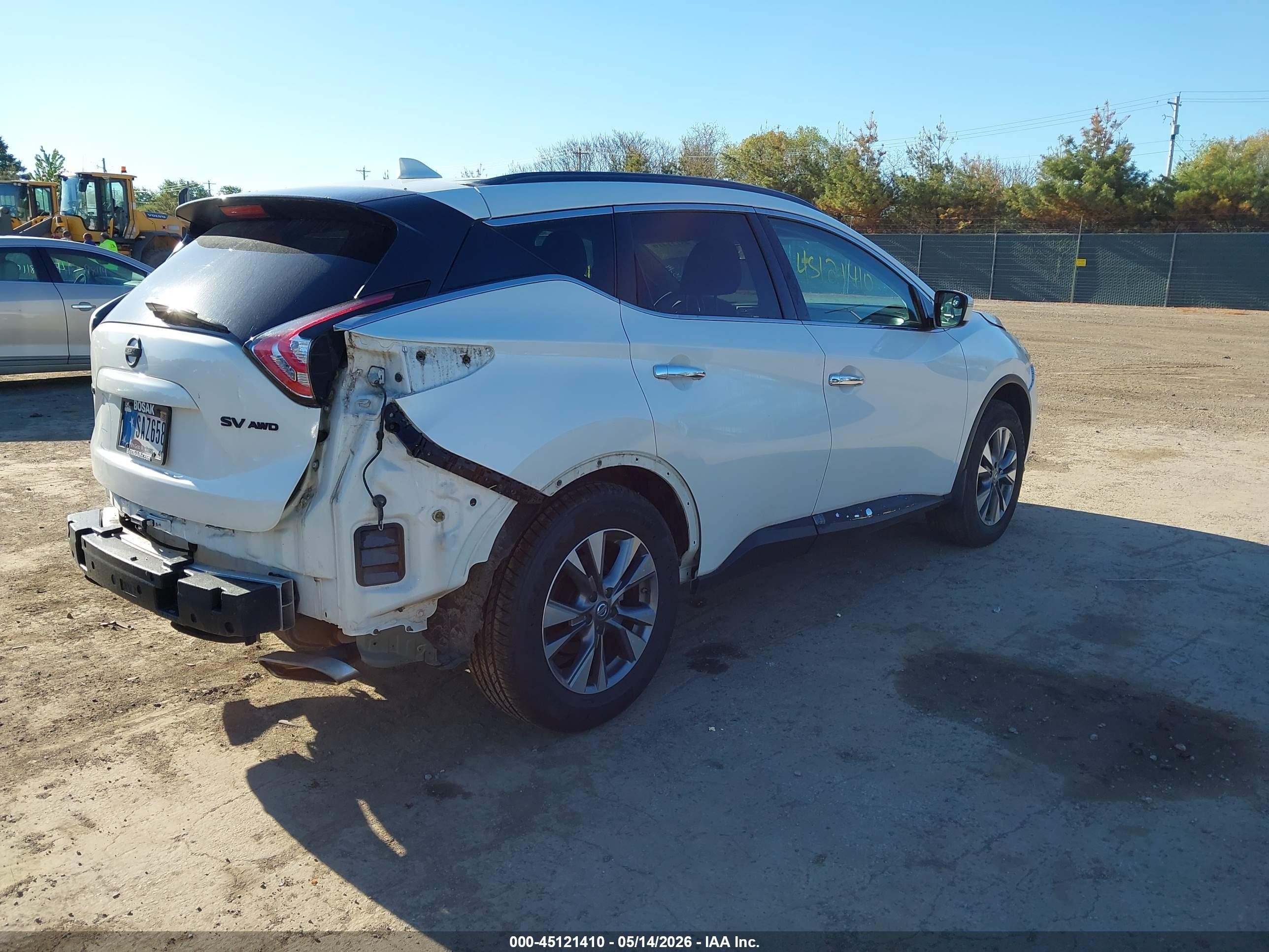 2016 Nissan Murano Sv White vin: 5N1AZ2MH8GN160822