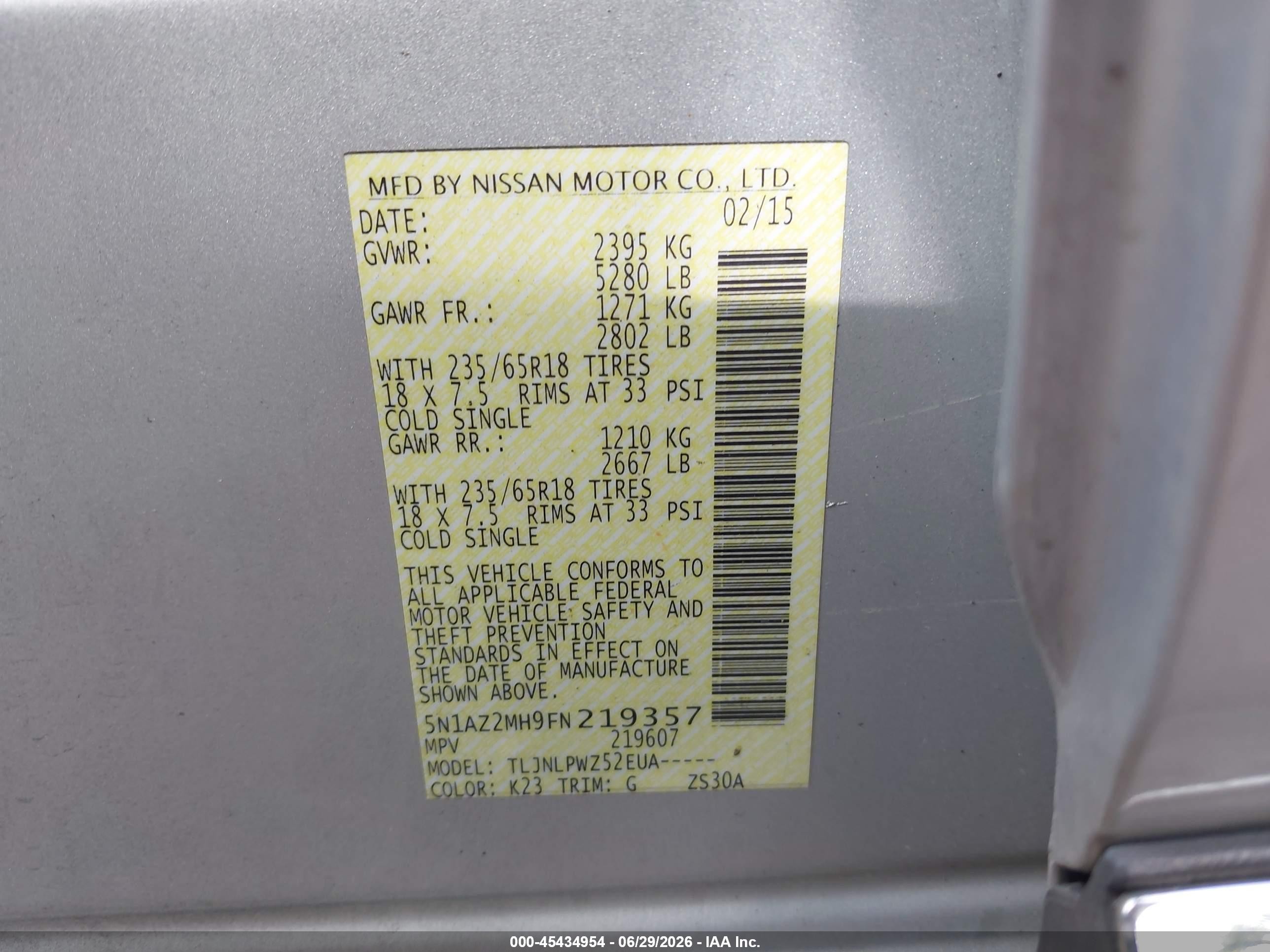 2015 Nissan Murano S Silver vin: 5N1AZ2MH9FN219357