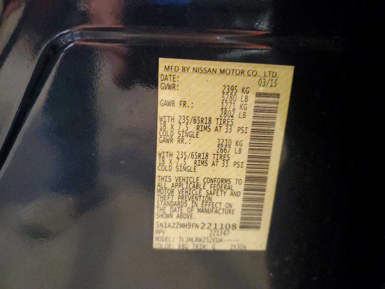 2015 Nissan Murano Sl Blue vin: 5N1AZ2MH9FN221108