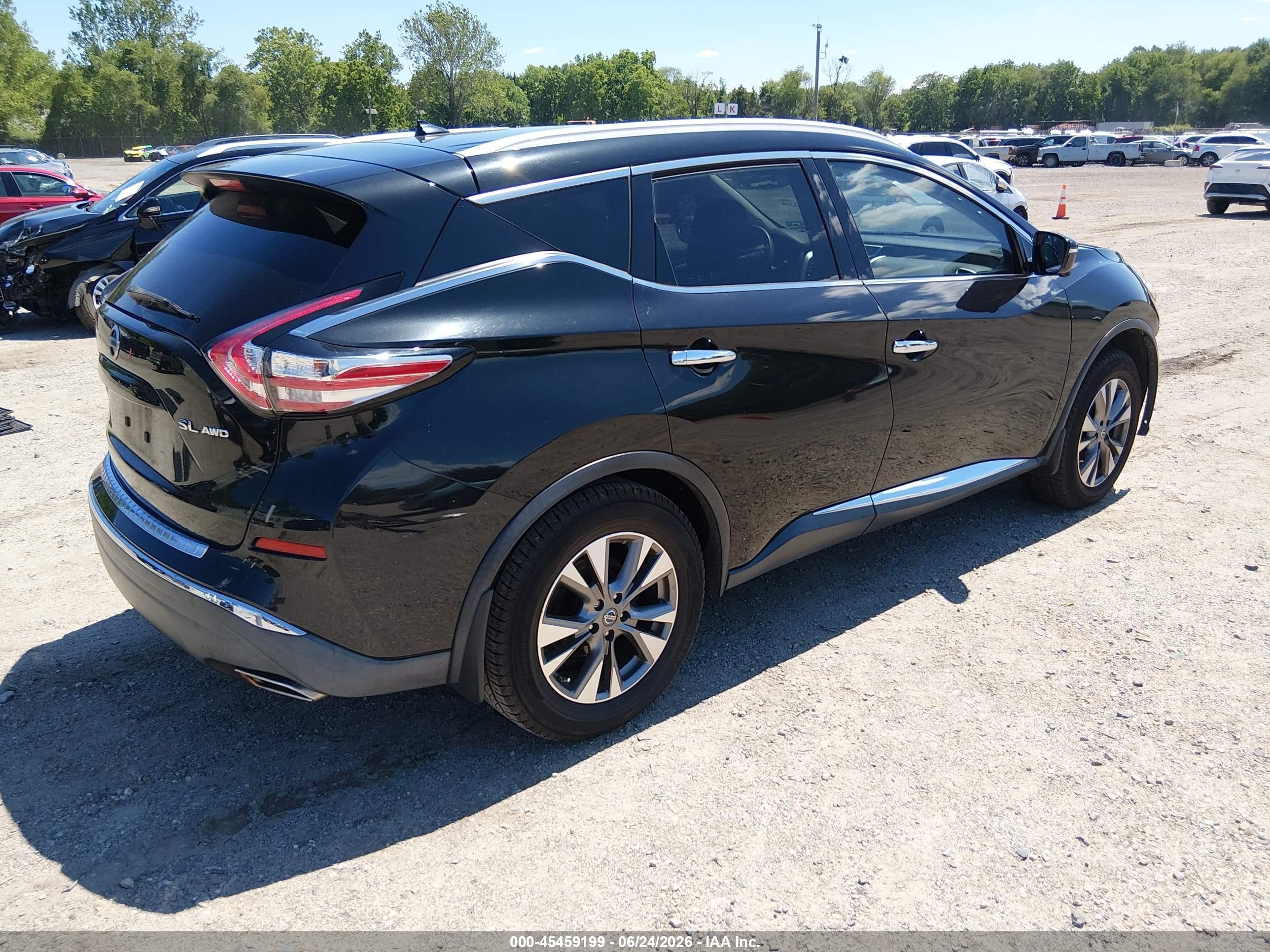 2015 Nissan Murano Sl Black vin: 5N1AZ2MH9FN226177