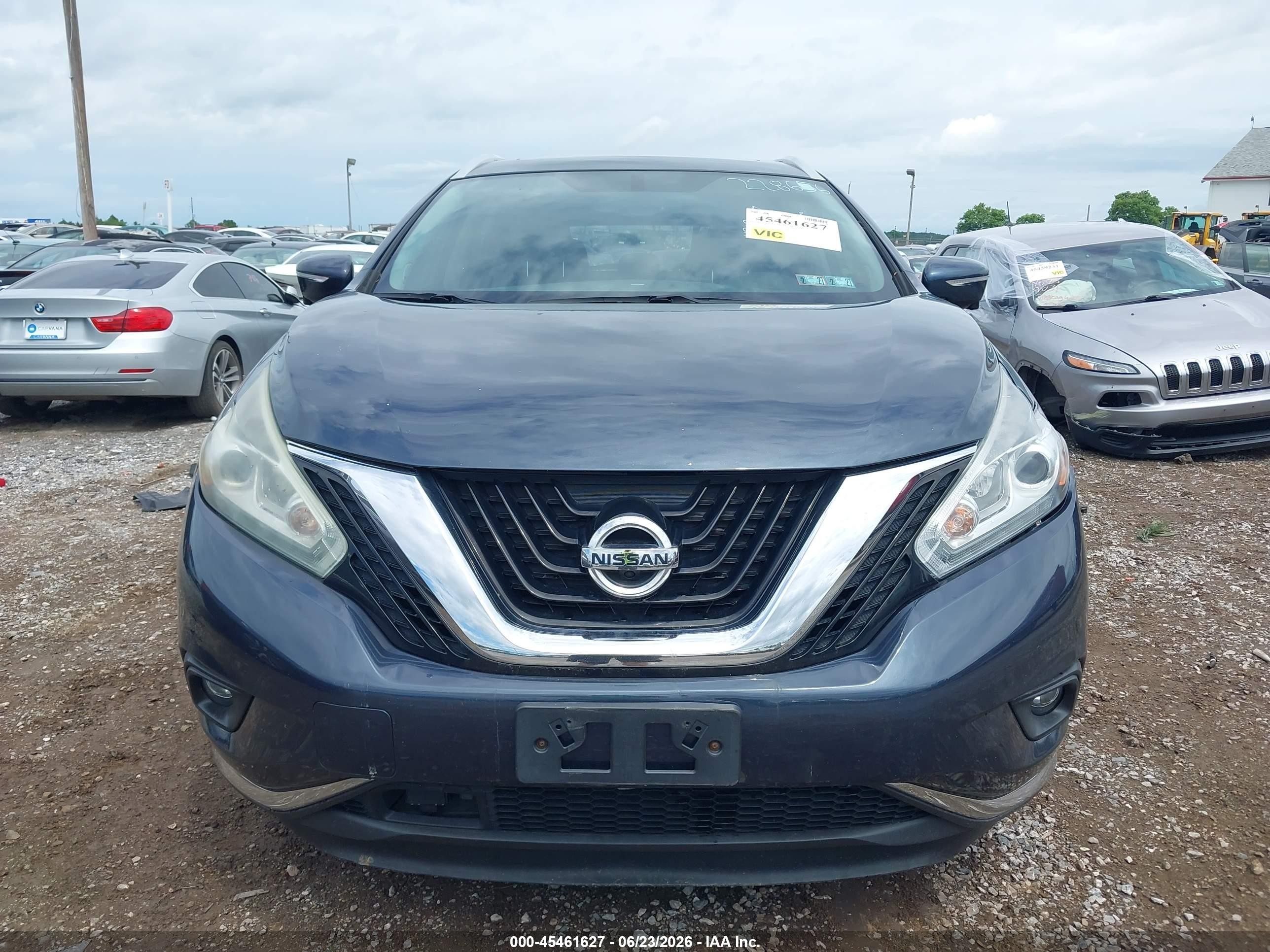 2015 Nissan Murano Sl Dark Blue vin: 5N1AZ2MH9FN228656