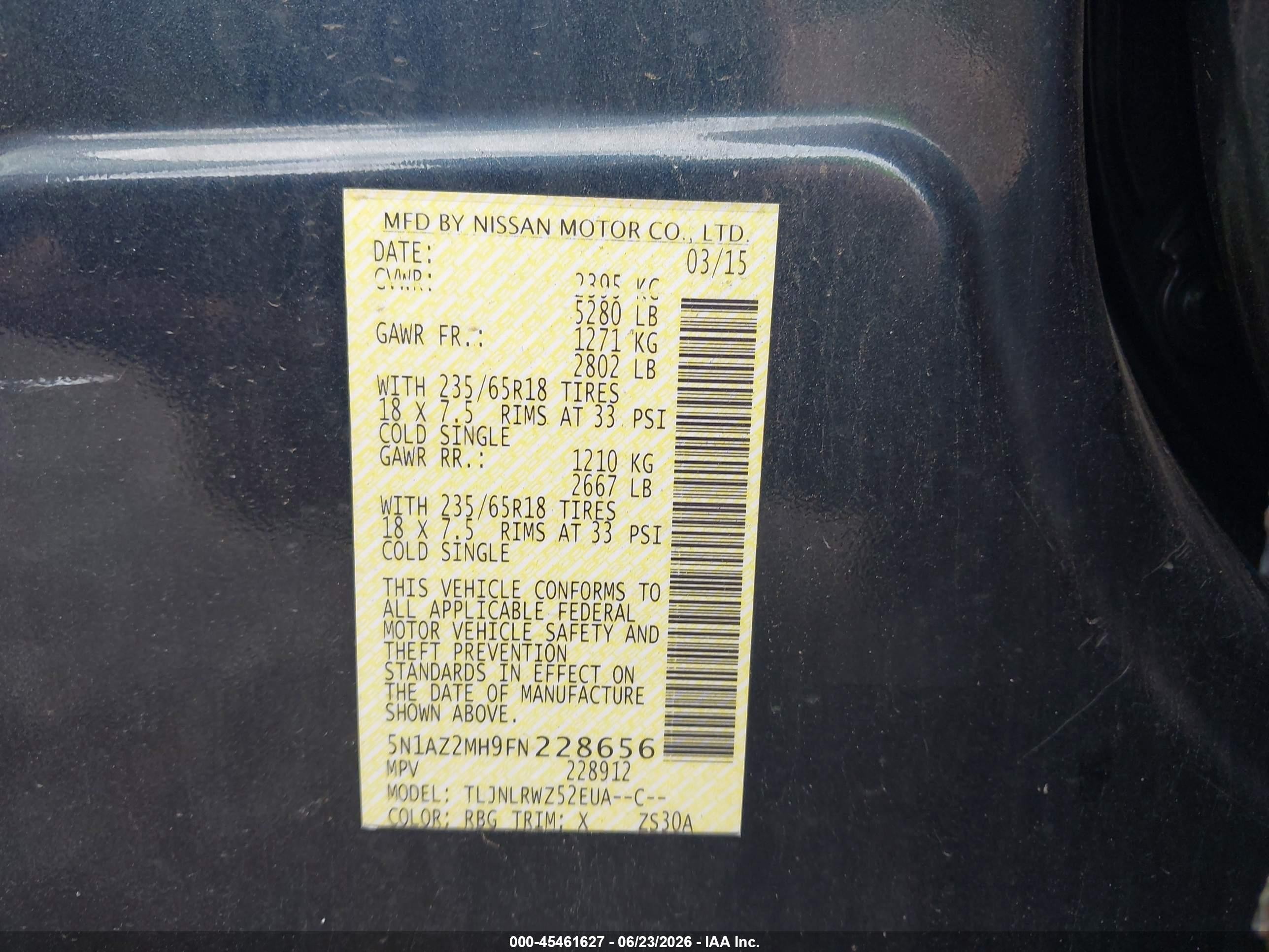 2015 Nissan Murano Sl Dark Blue vin: 5N1AZ2MH9FN228656