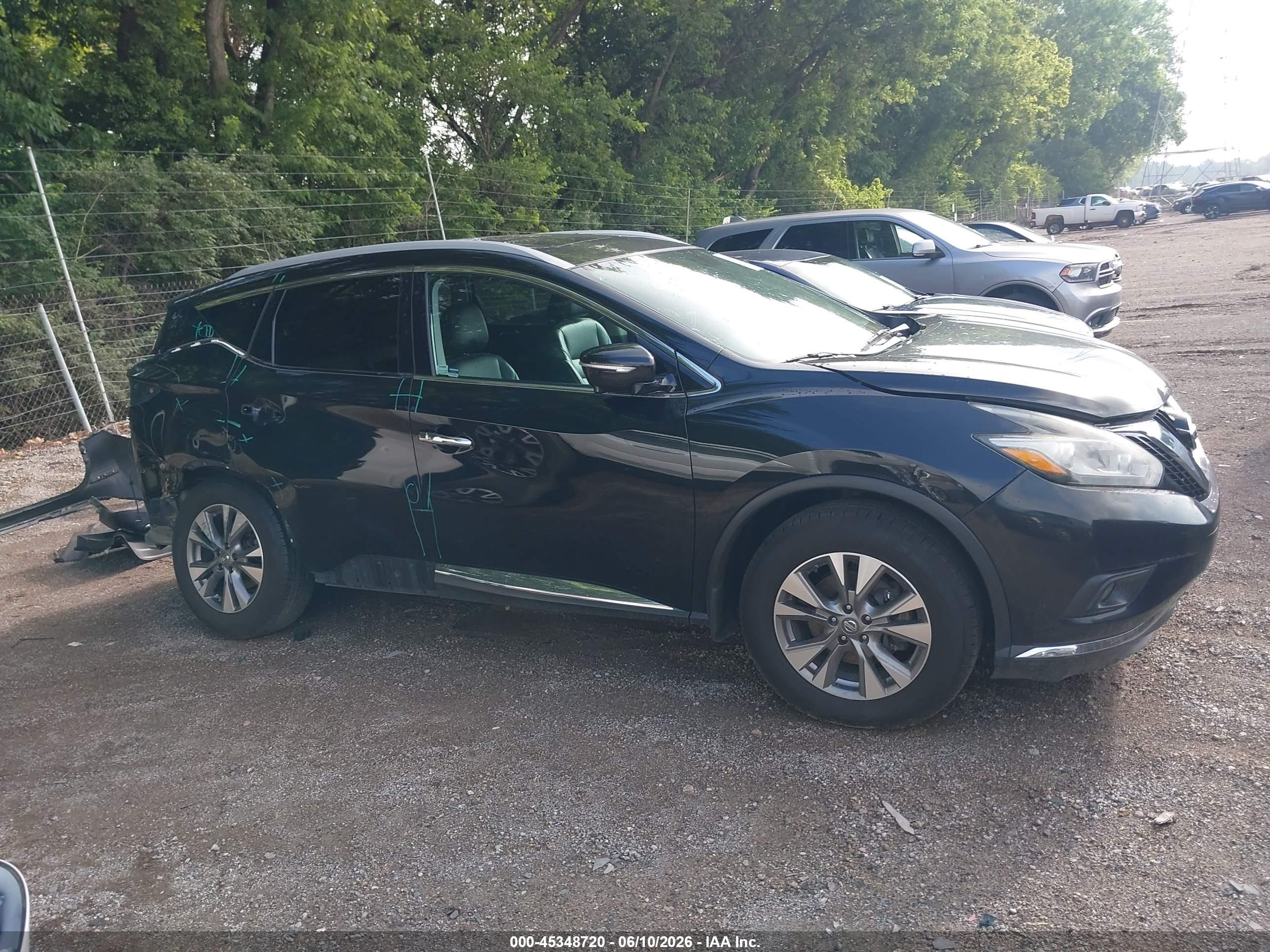 2015 Nissan Murano Sl Black vin: 5N1AZ2MH9FN232156