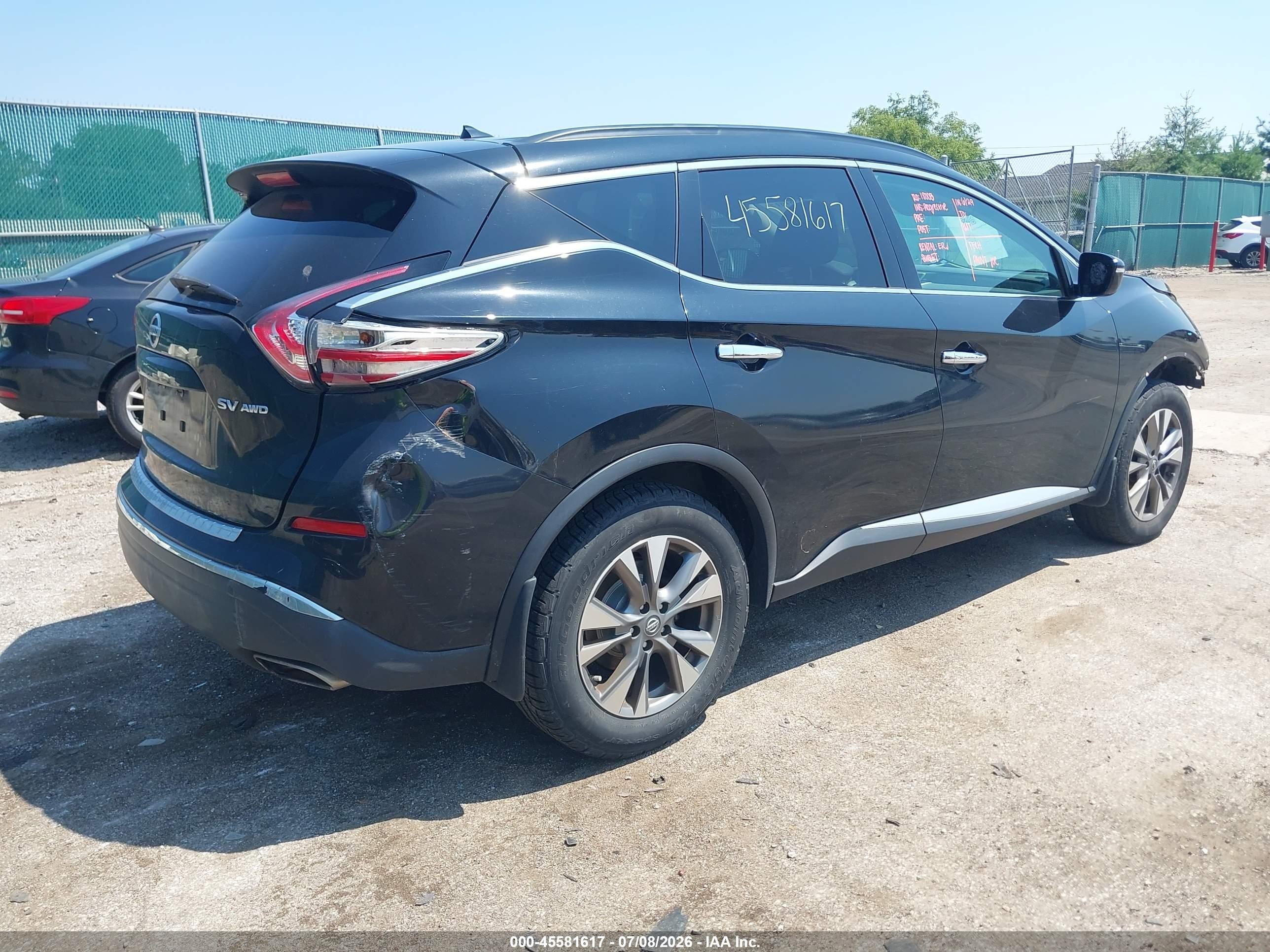 2015 Nissan Murano Sv Black vin: 5N1AZ2MH9FN234960