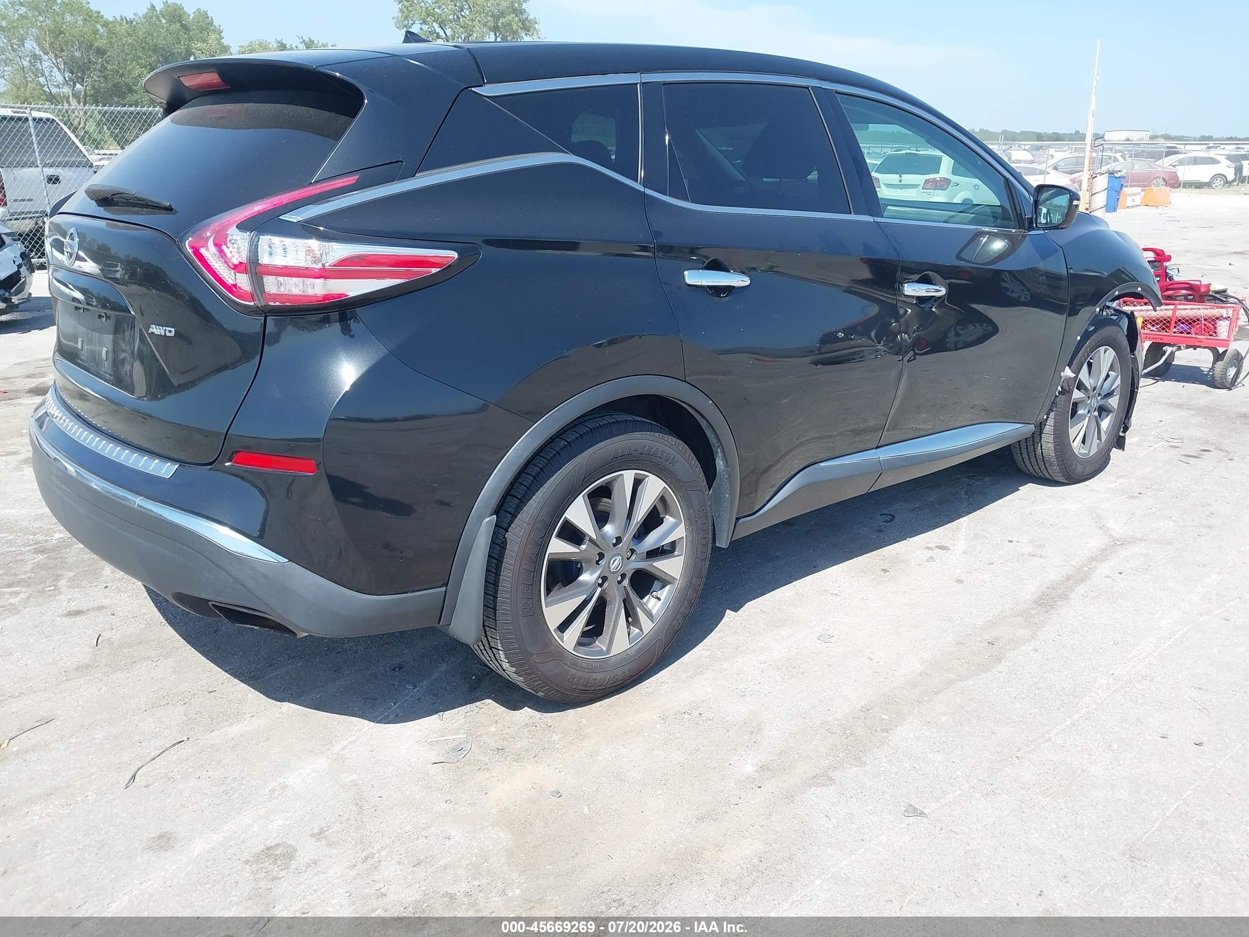2015 Nissan Murano S Black vin: 5N1AZ2MH9FN235137