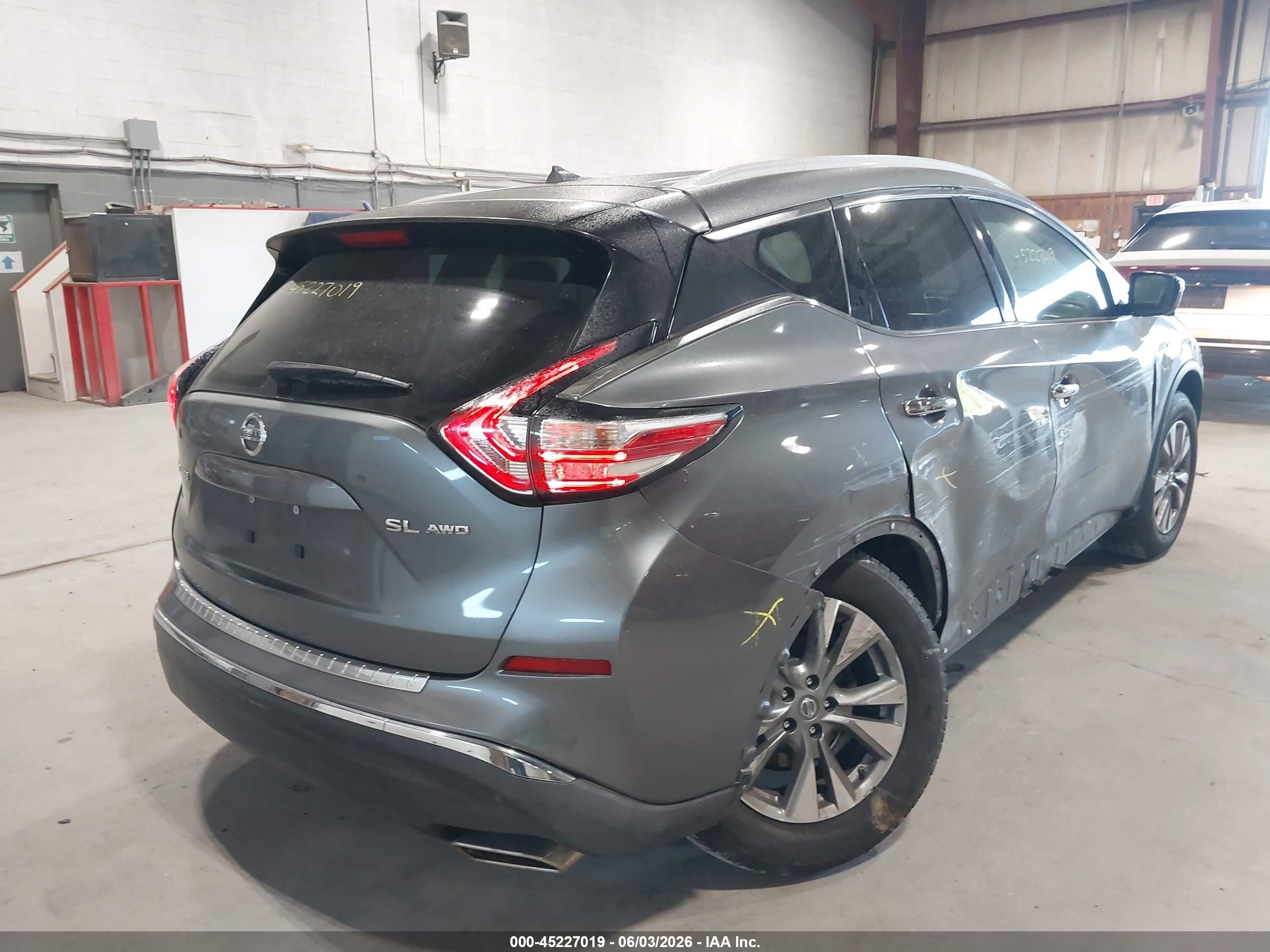 2015 Nissan Murano Sl Gray vin: 5N1AZ2MH9FN235655