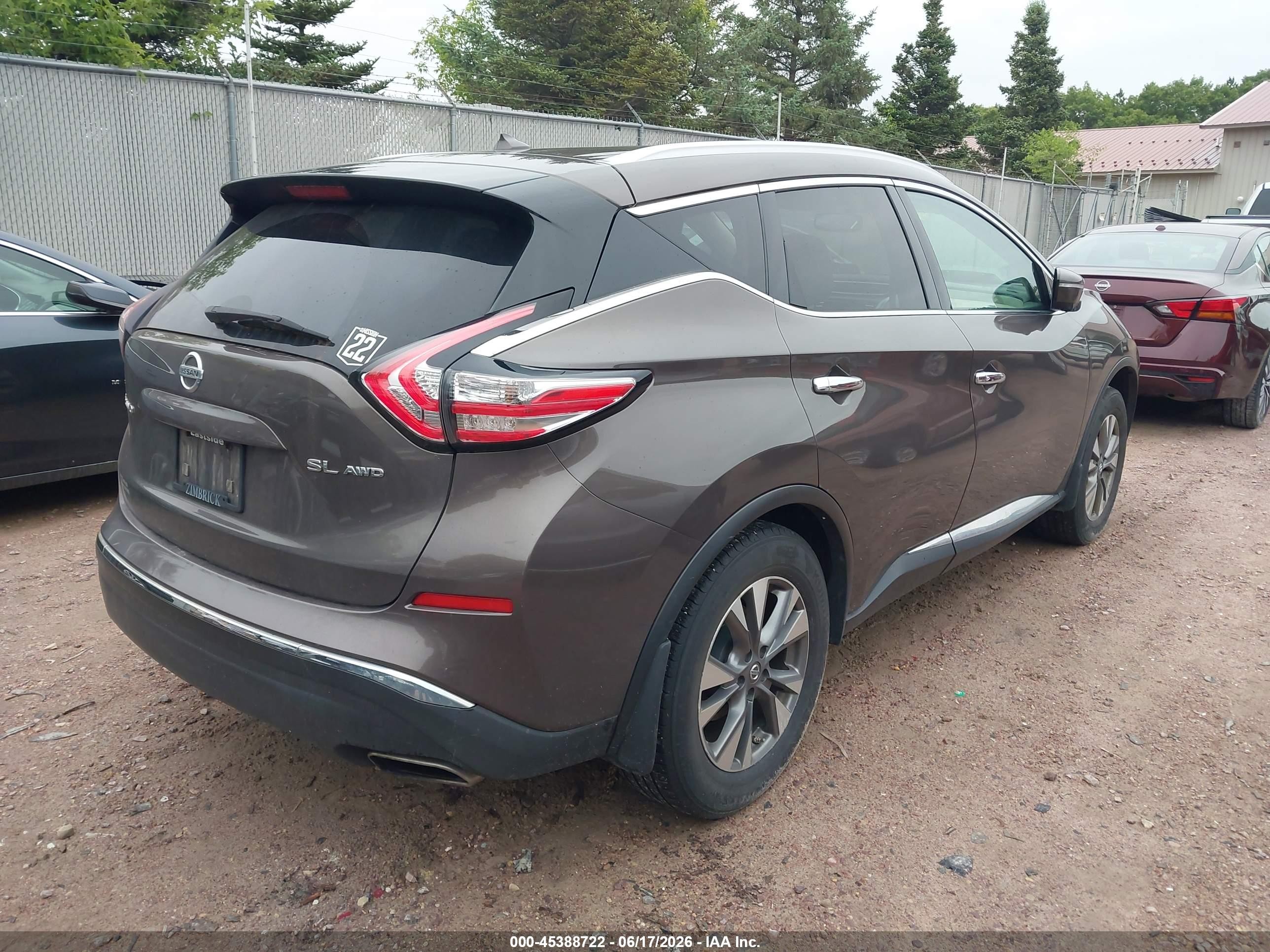 2015 Nissan Murano Platinum/s/sl/sv Brown vin: 5N1AZ2MH9FN281440