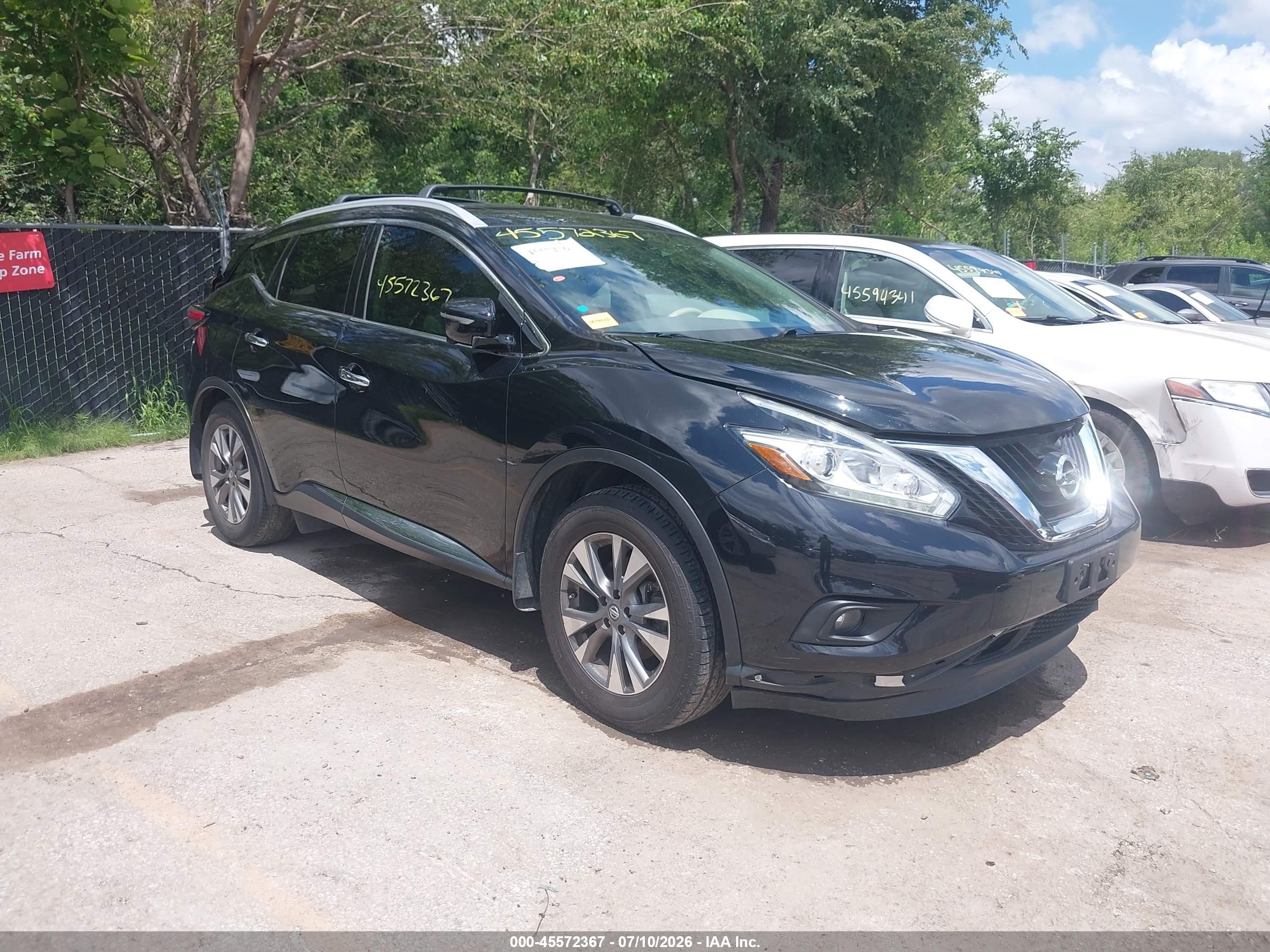 2015 Nissan Murano Sl Black vin: 5N1AZ2MH9FN283589